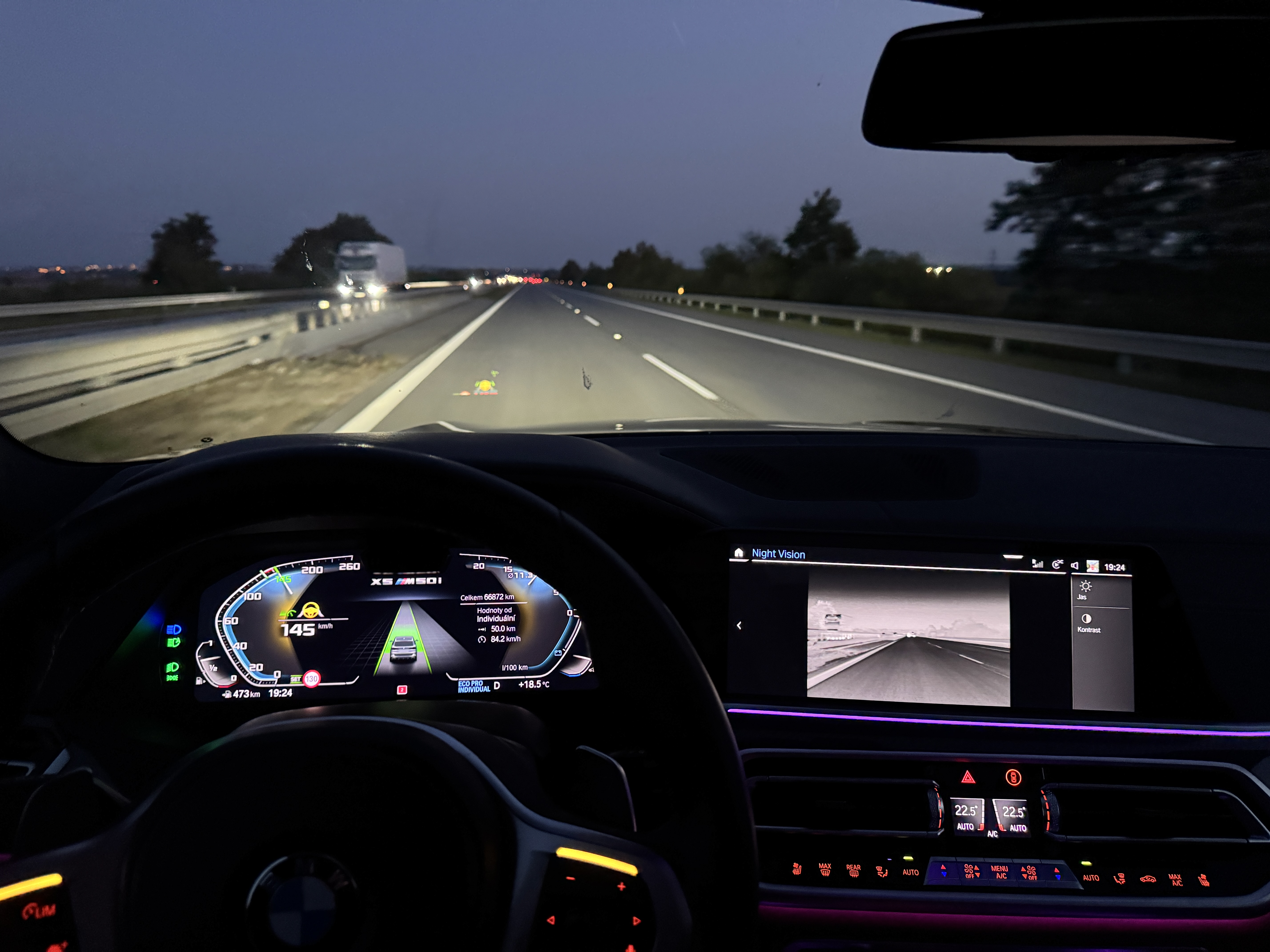 car dashboard night driving