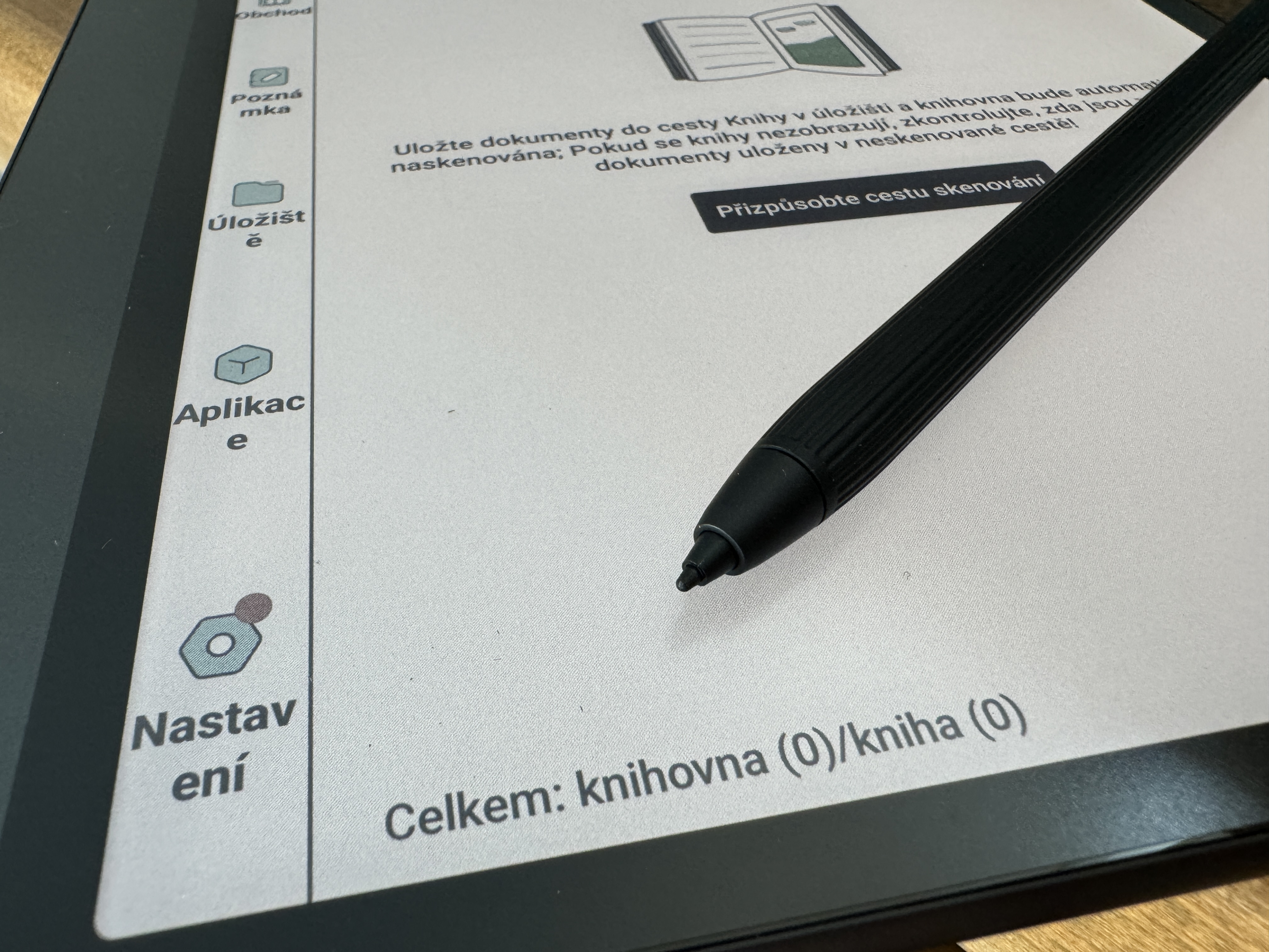 close up ebook reader stylus