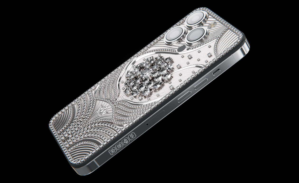 diamond encrusted silver phone case