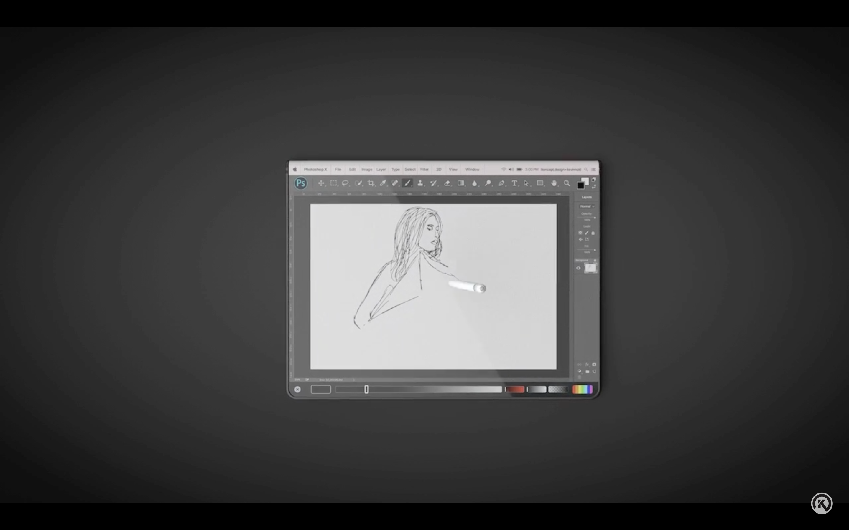 digital sketch on screen