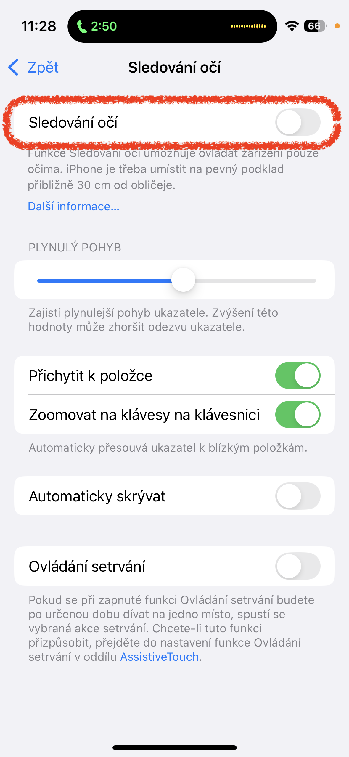 eye tracking settings