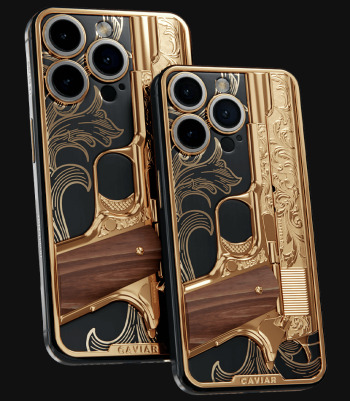 gold gun design phone case