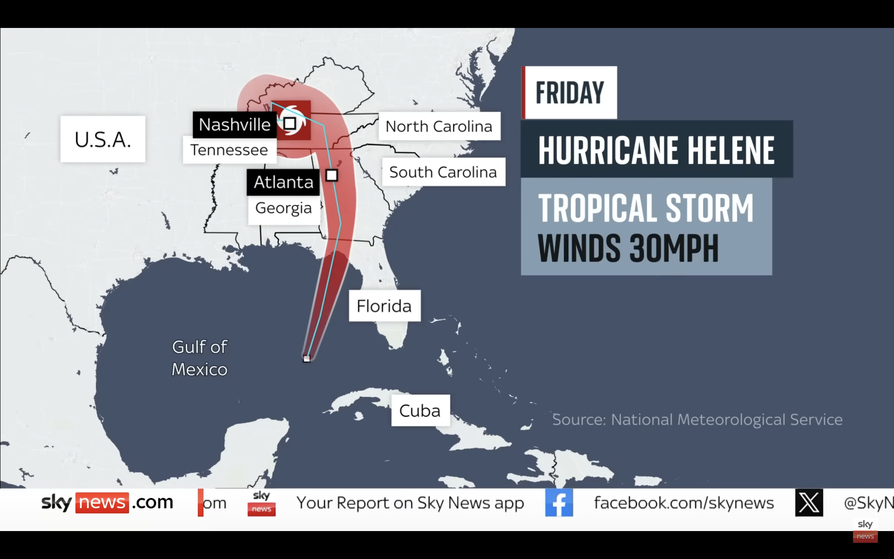 hurricane helene weather map