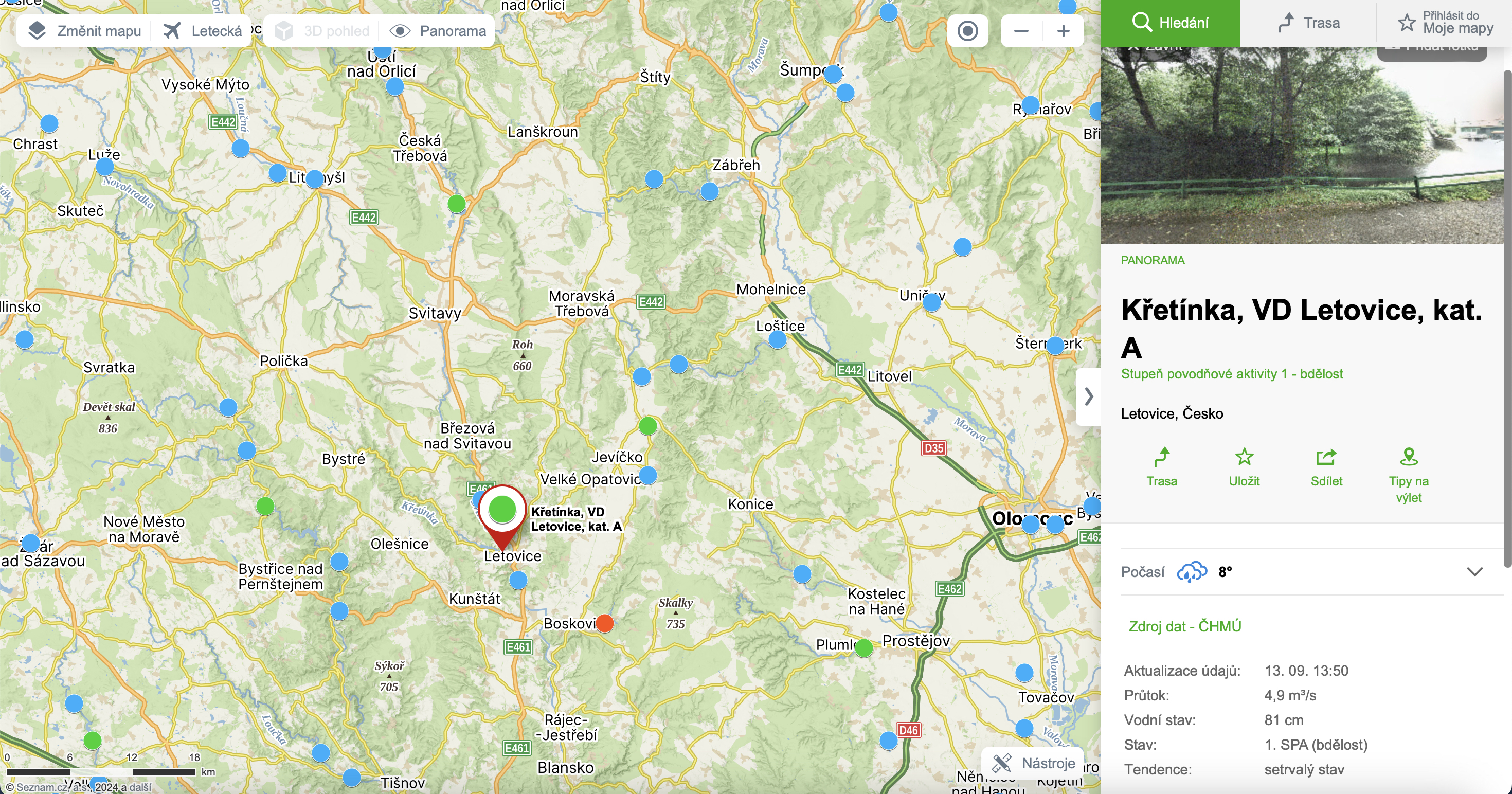 kretinka vd letovice map