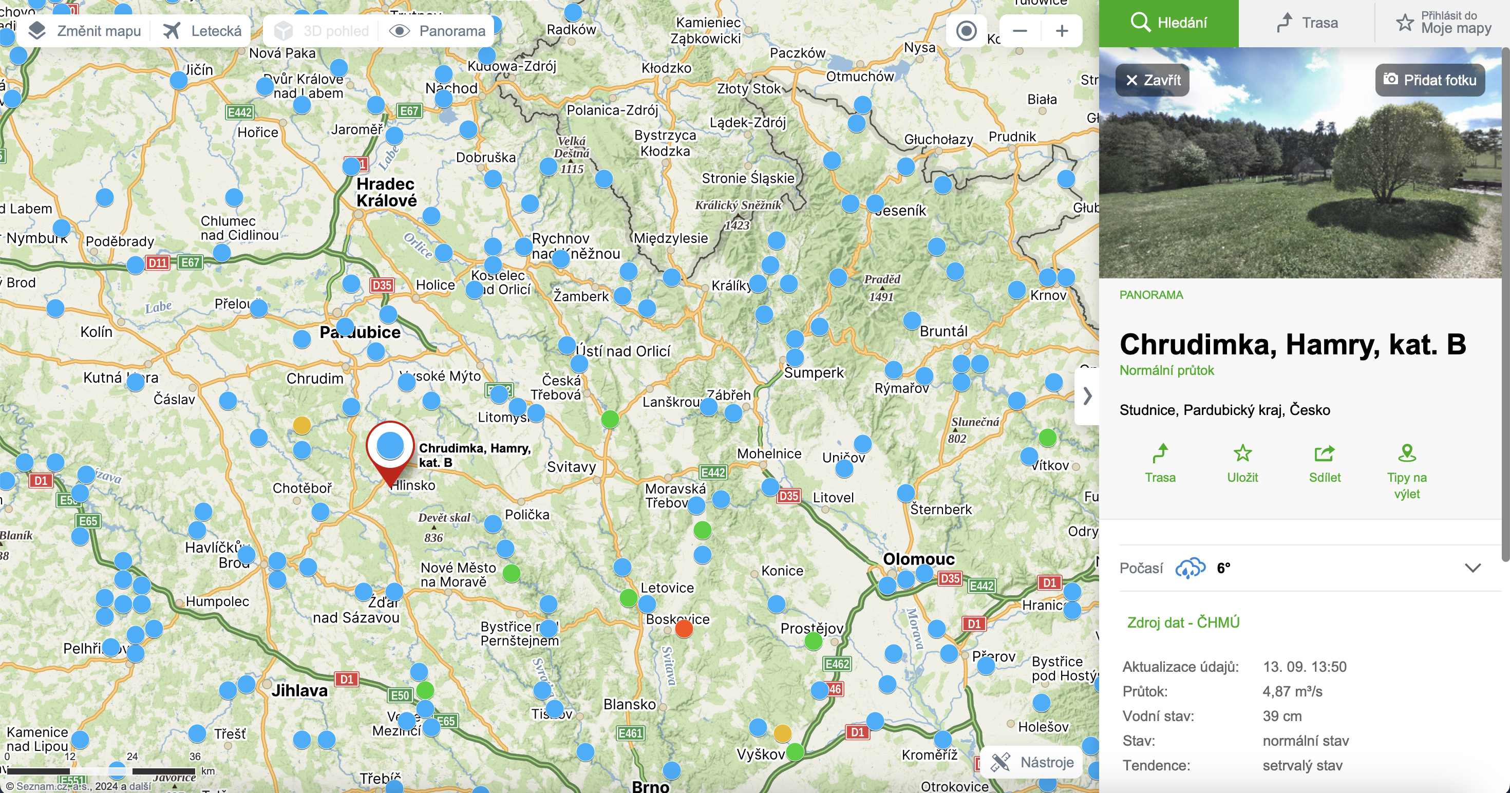 map of chrudimka region