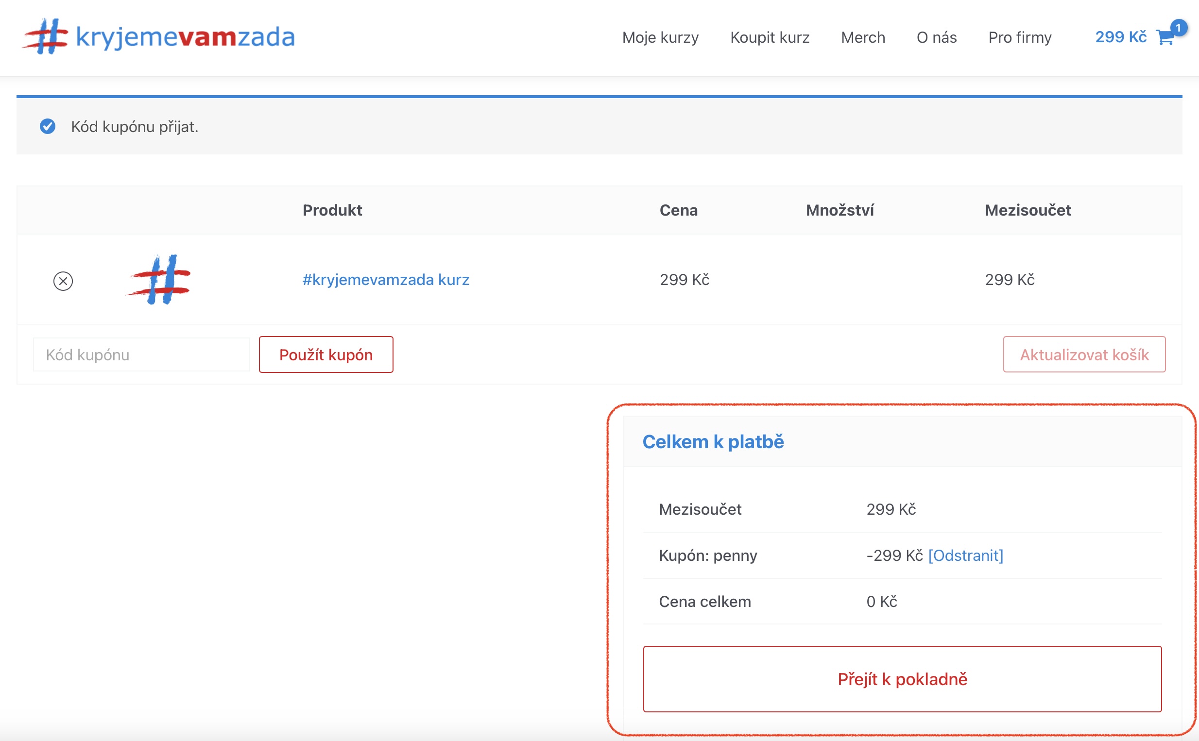 online coupon applied