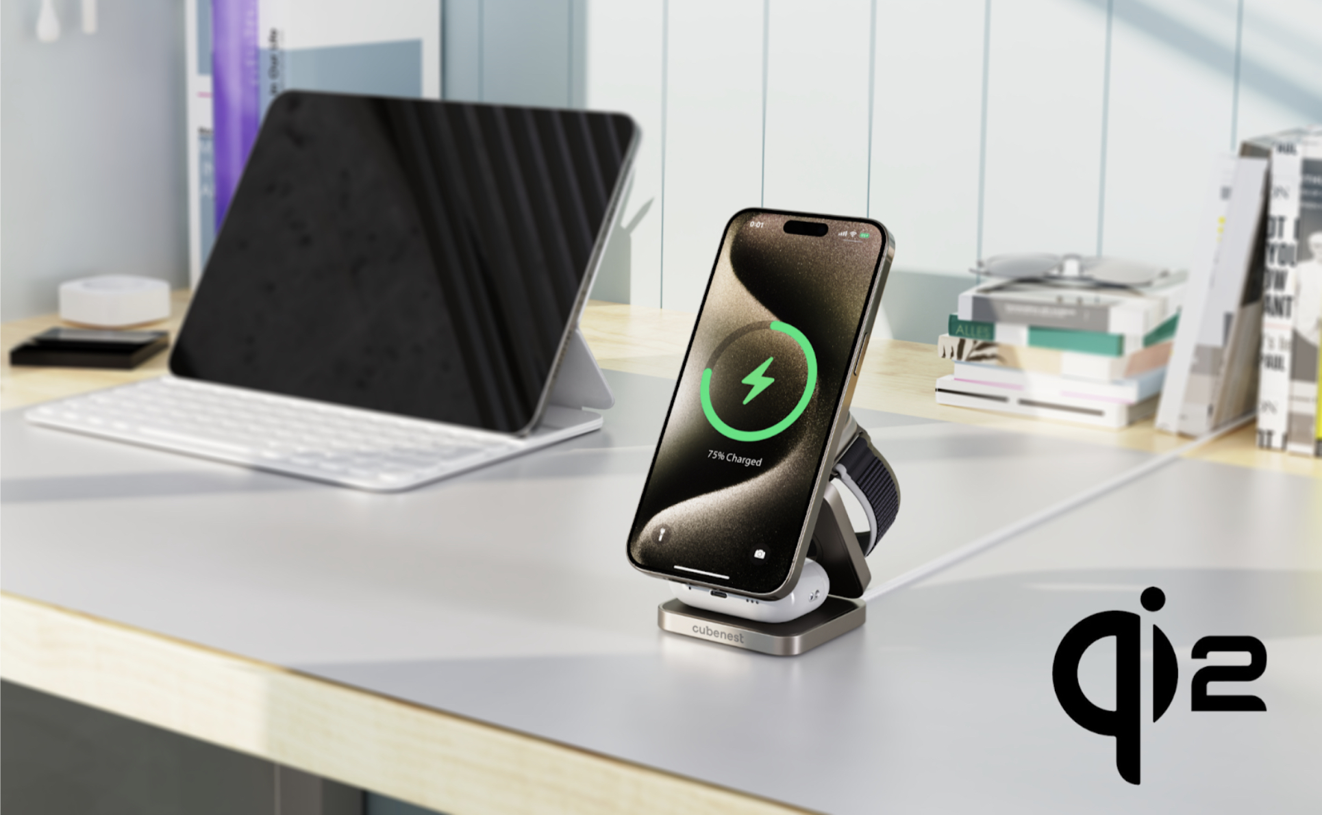 phone charging on desk