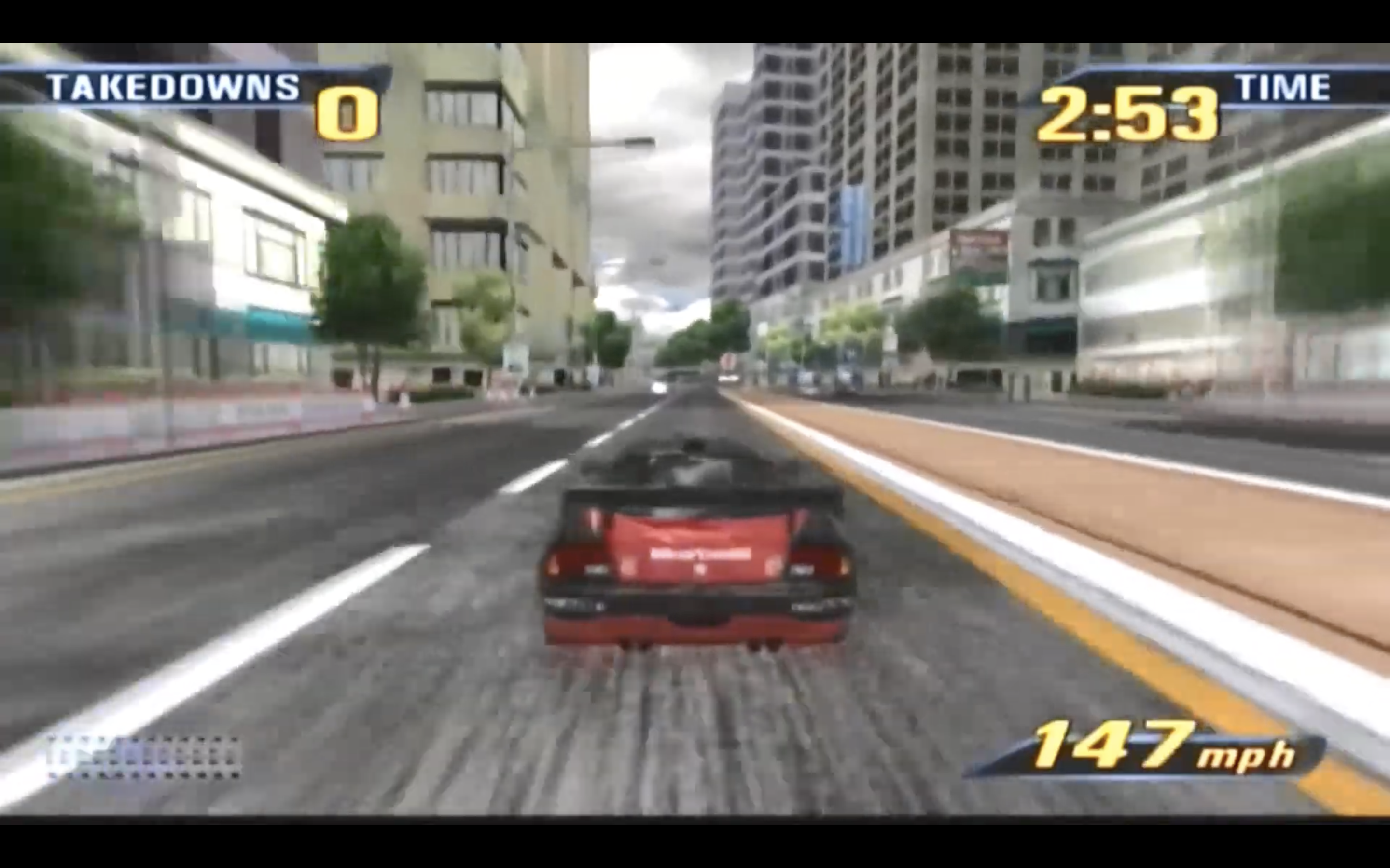 racing game on screen
