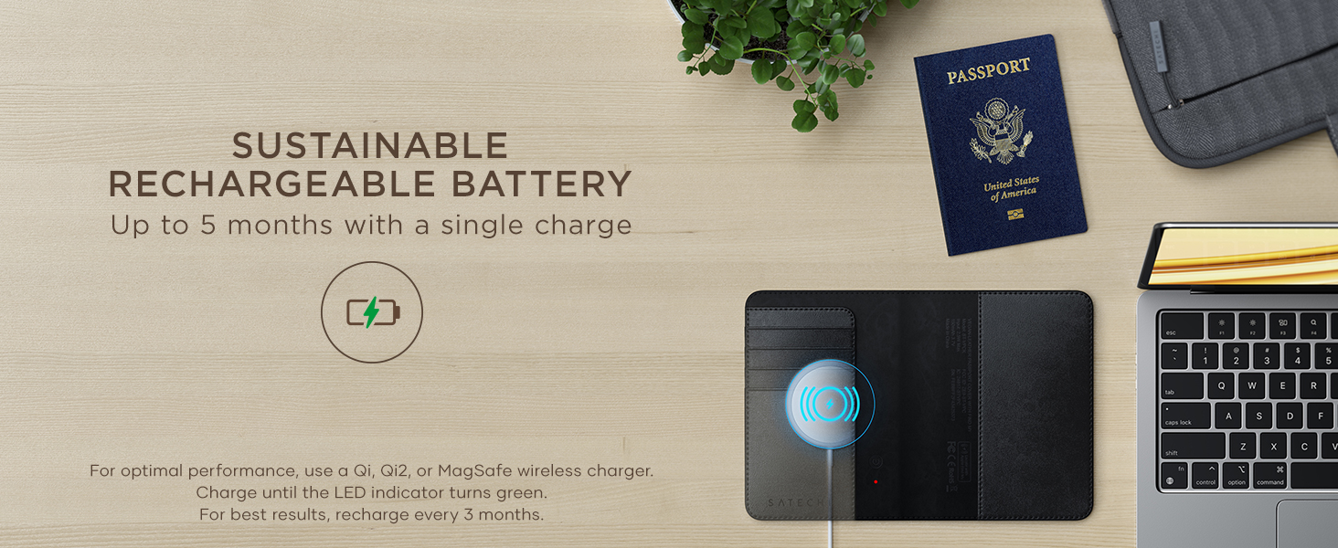 rechargeable battery passport cover