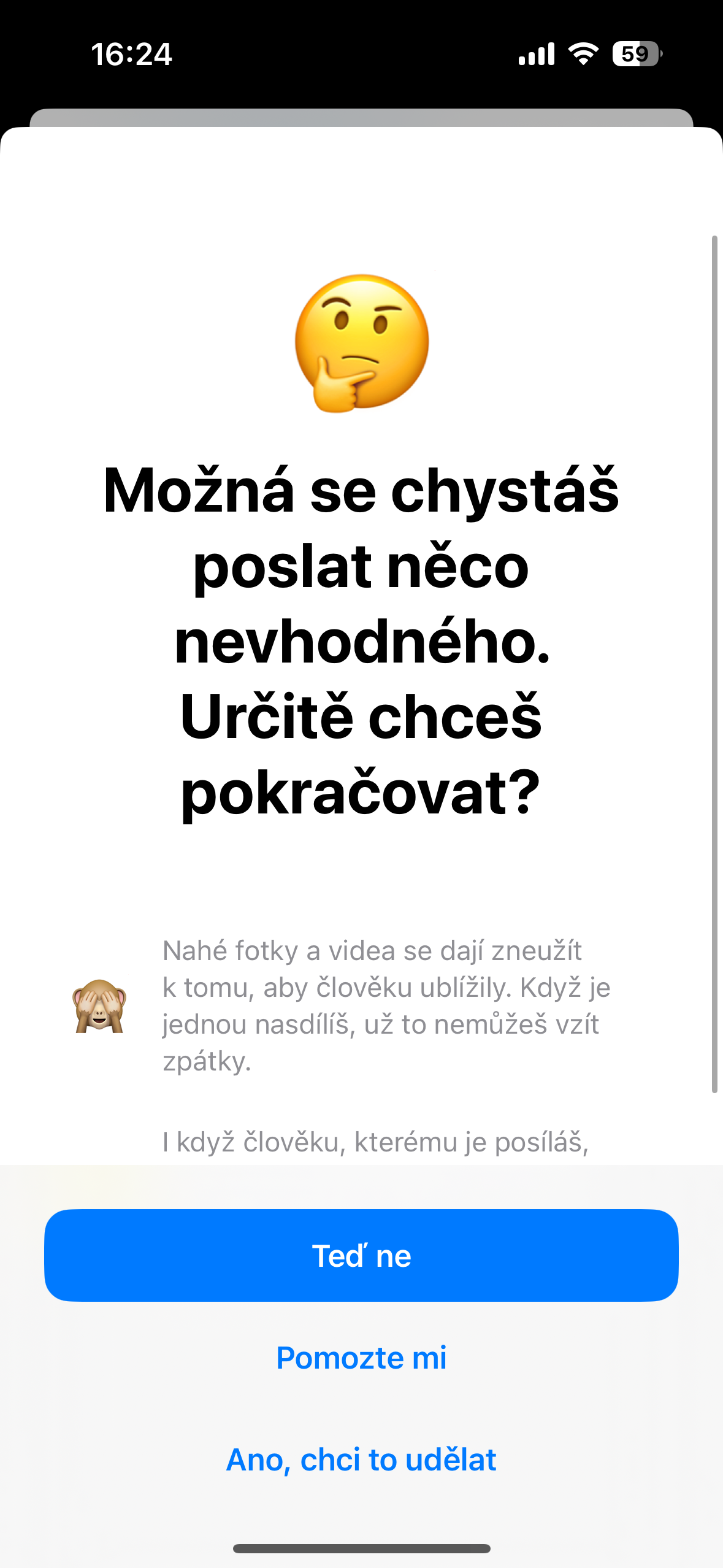 warning message on smartphone