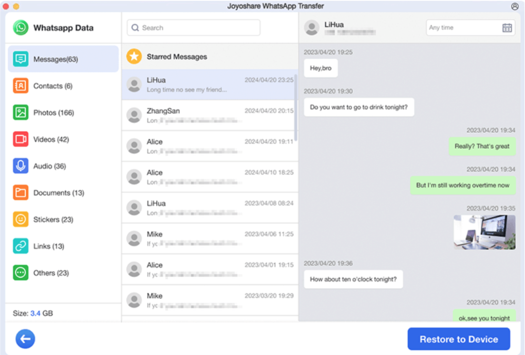 whatsapp chat transfer interface