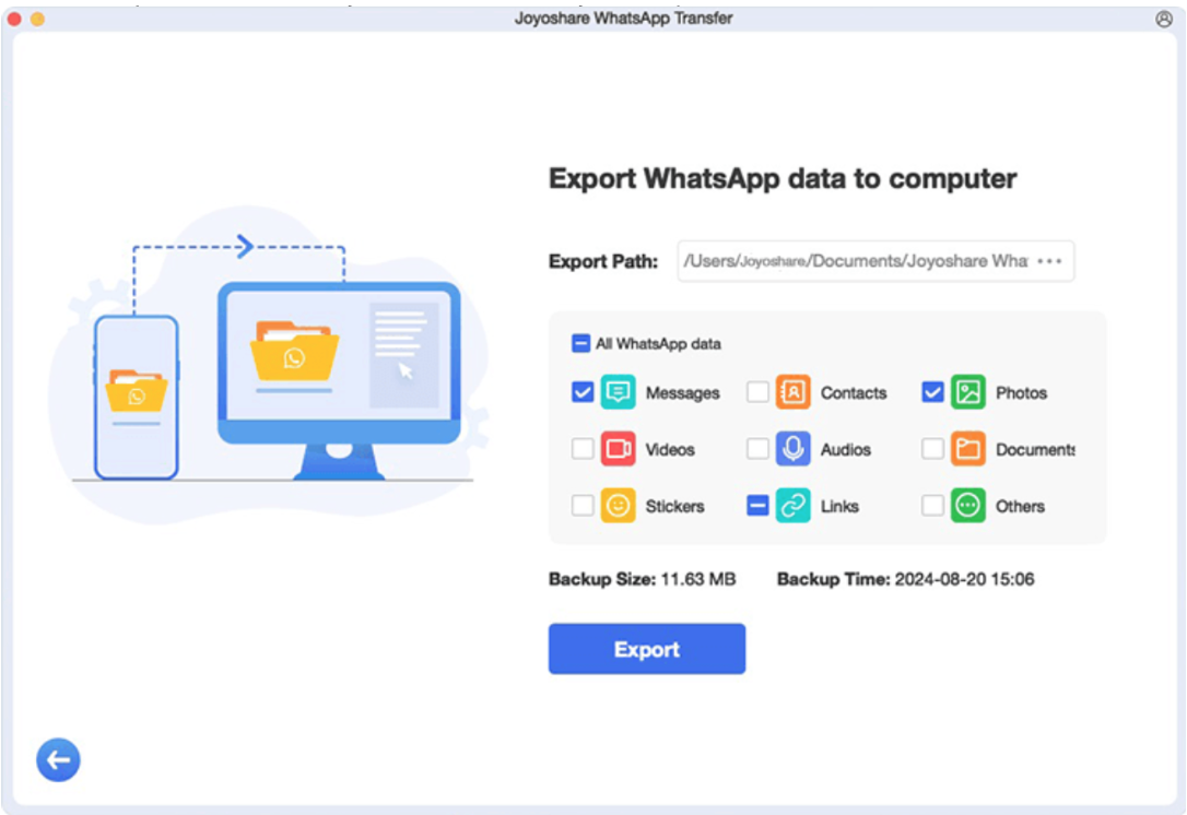 whatsapp data export options
