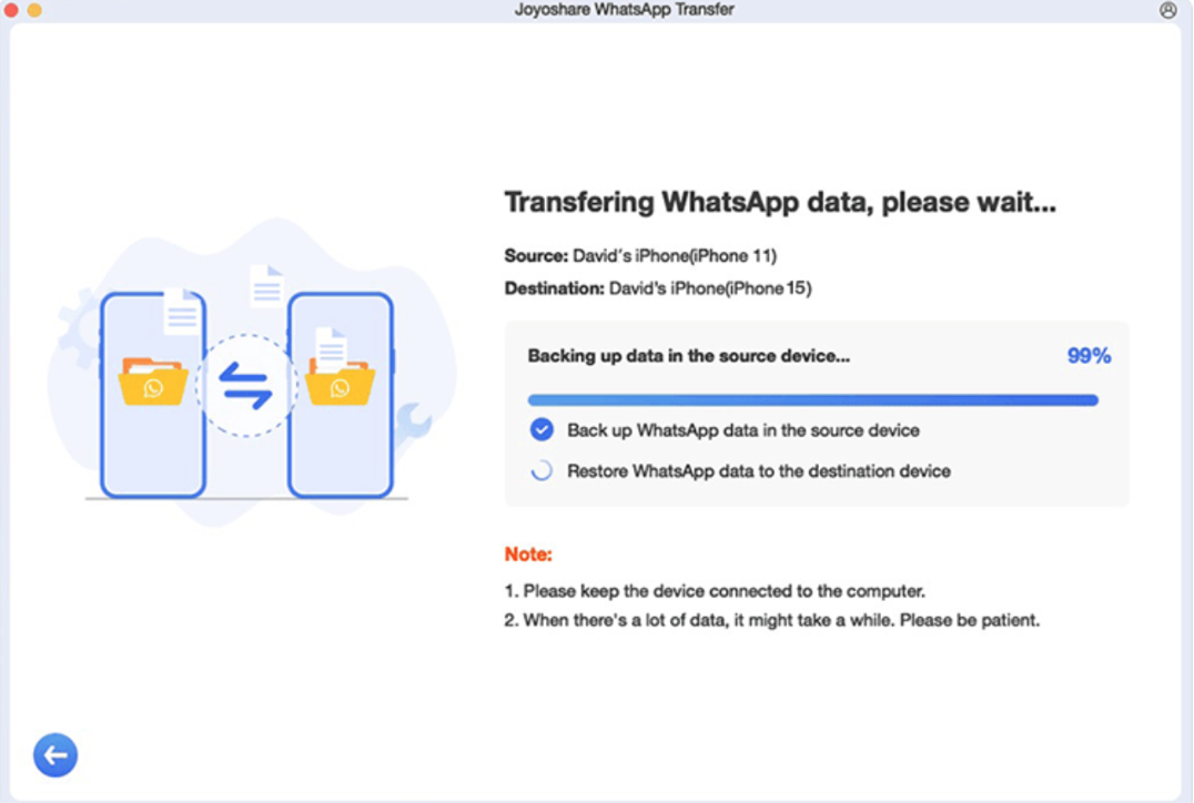 whatsapp data transfer progress