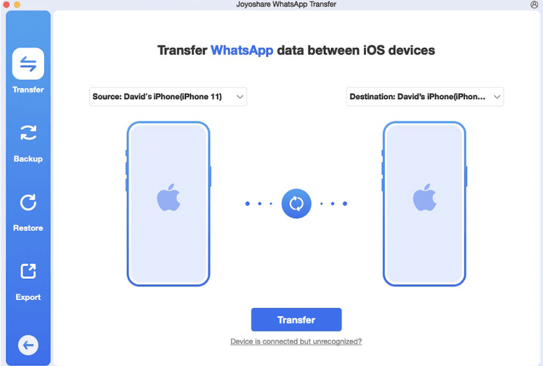 whatsapp transfer interface