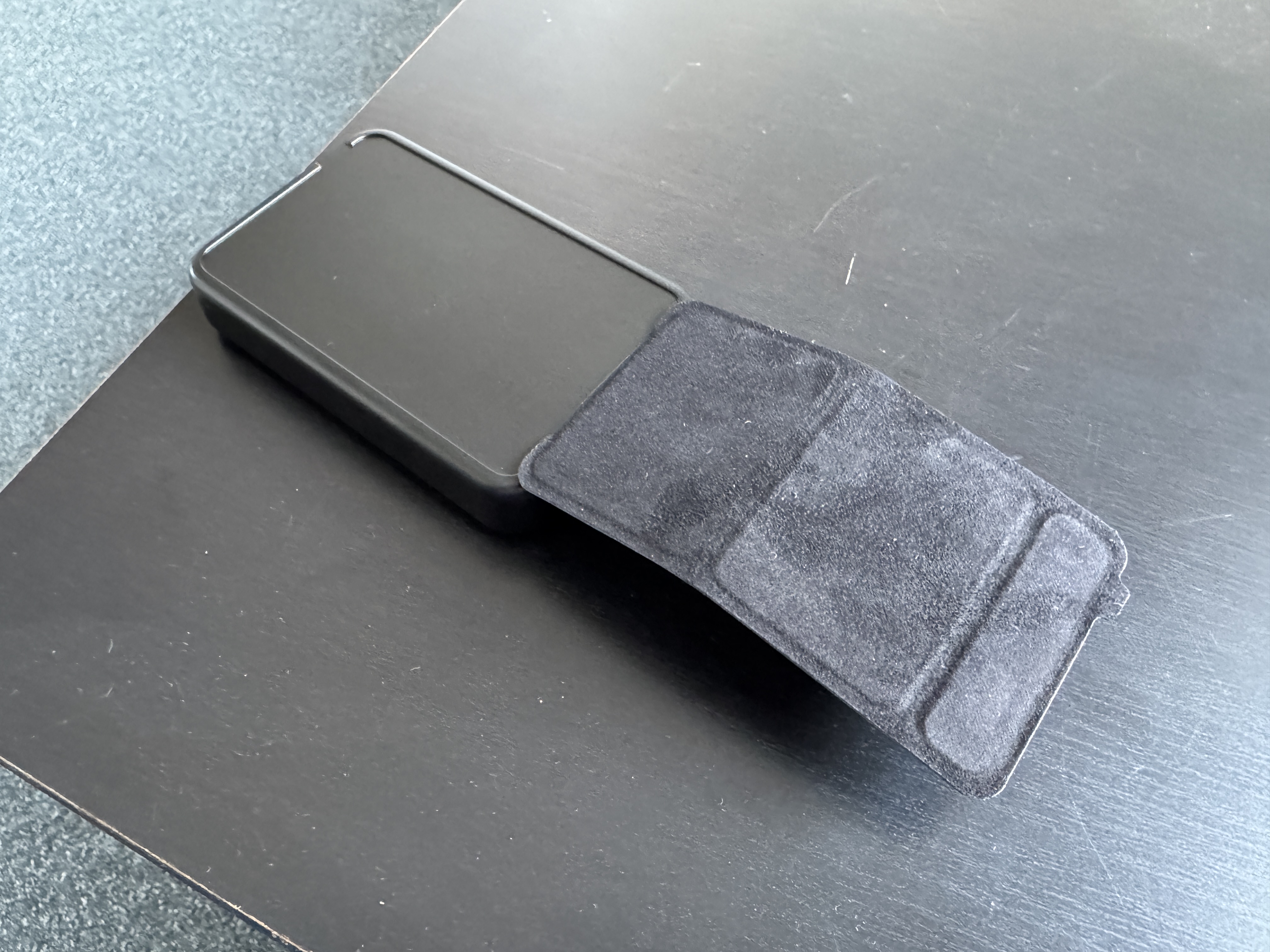 black wireless charger open