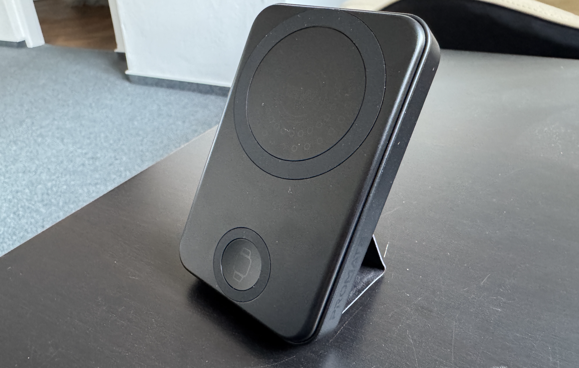 black wireless charger side view