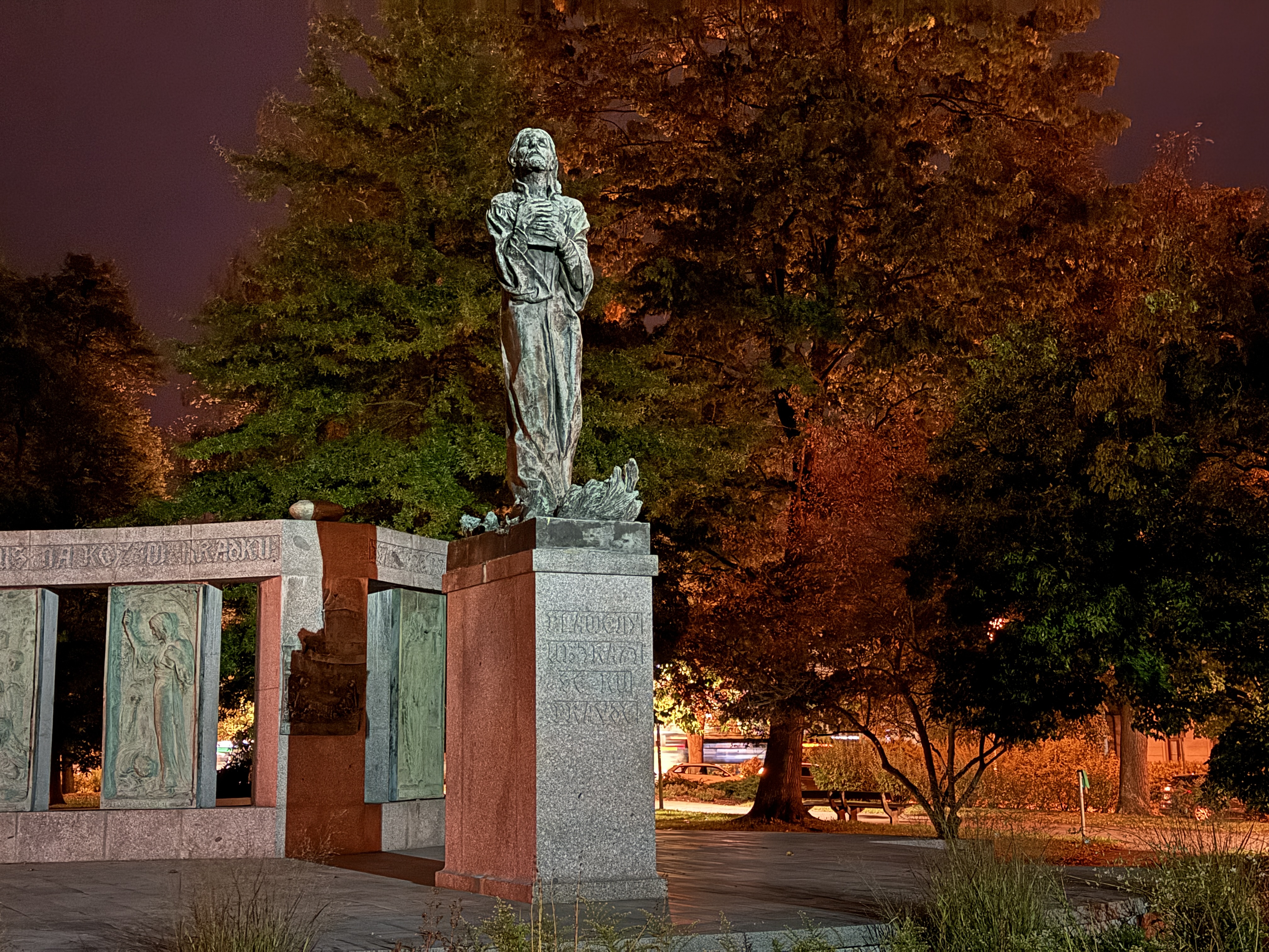 closeup statue night