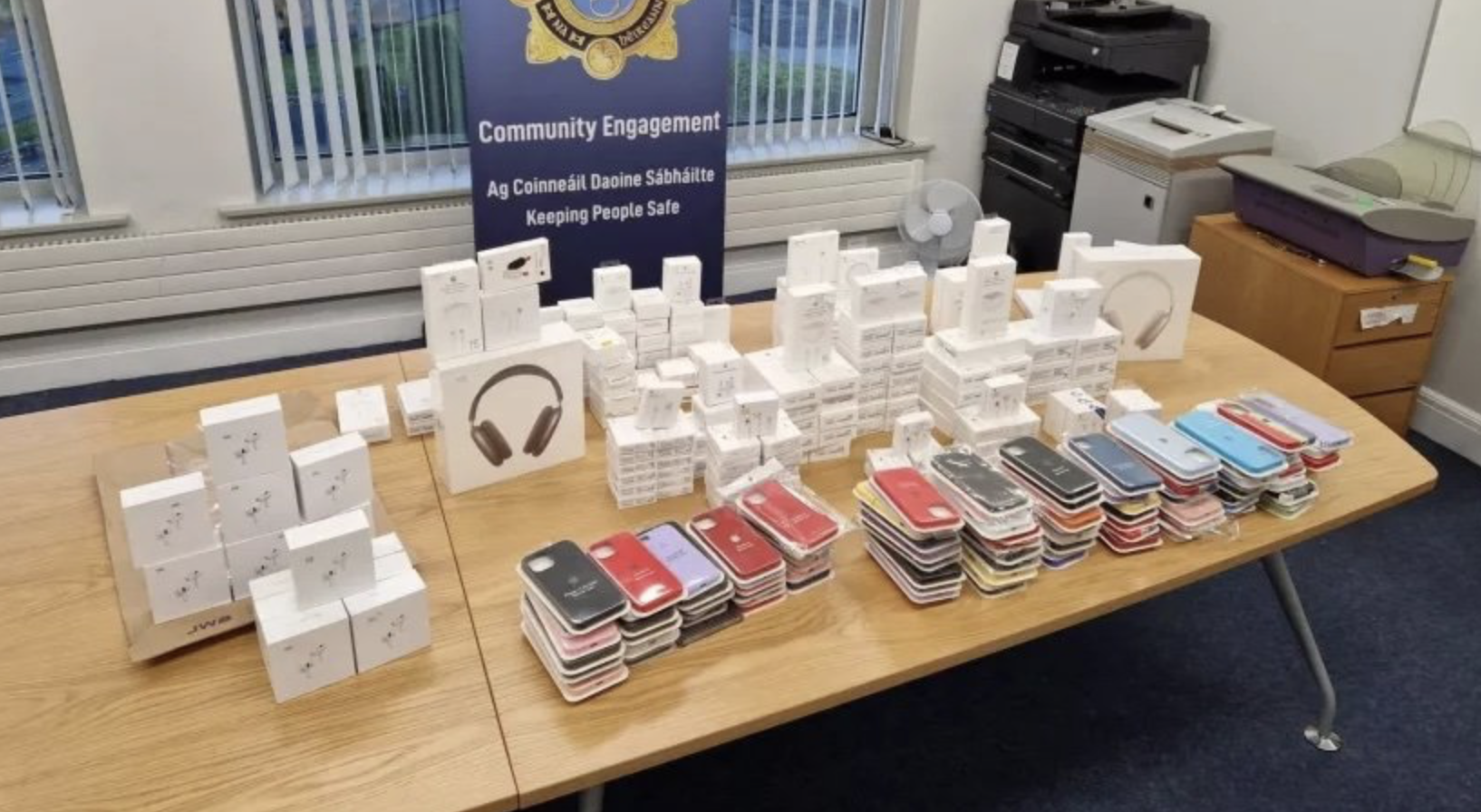 confiscated electronics display