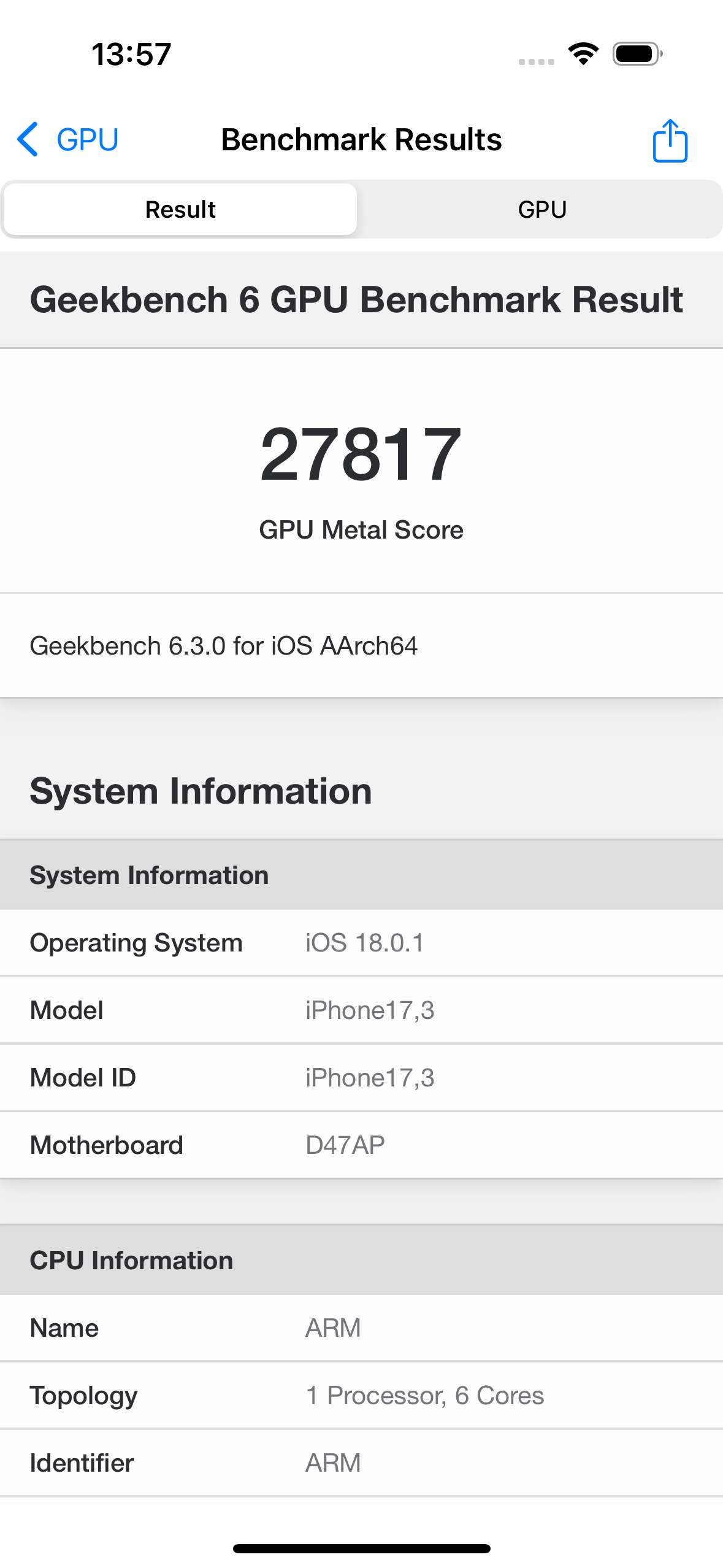 geekbench 6 gpu benchmark result 2