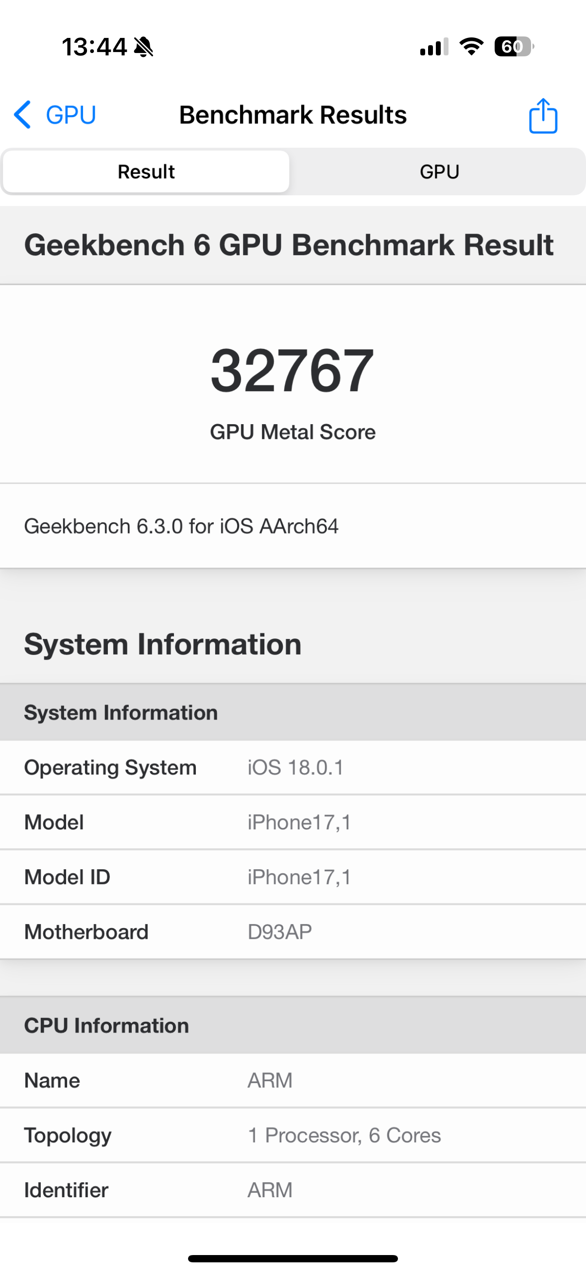 geekbench 6 gpu benchmark result