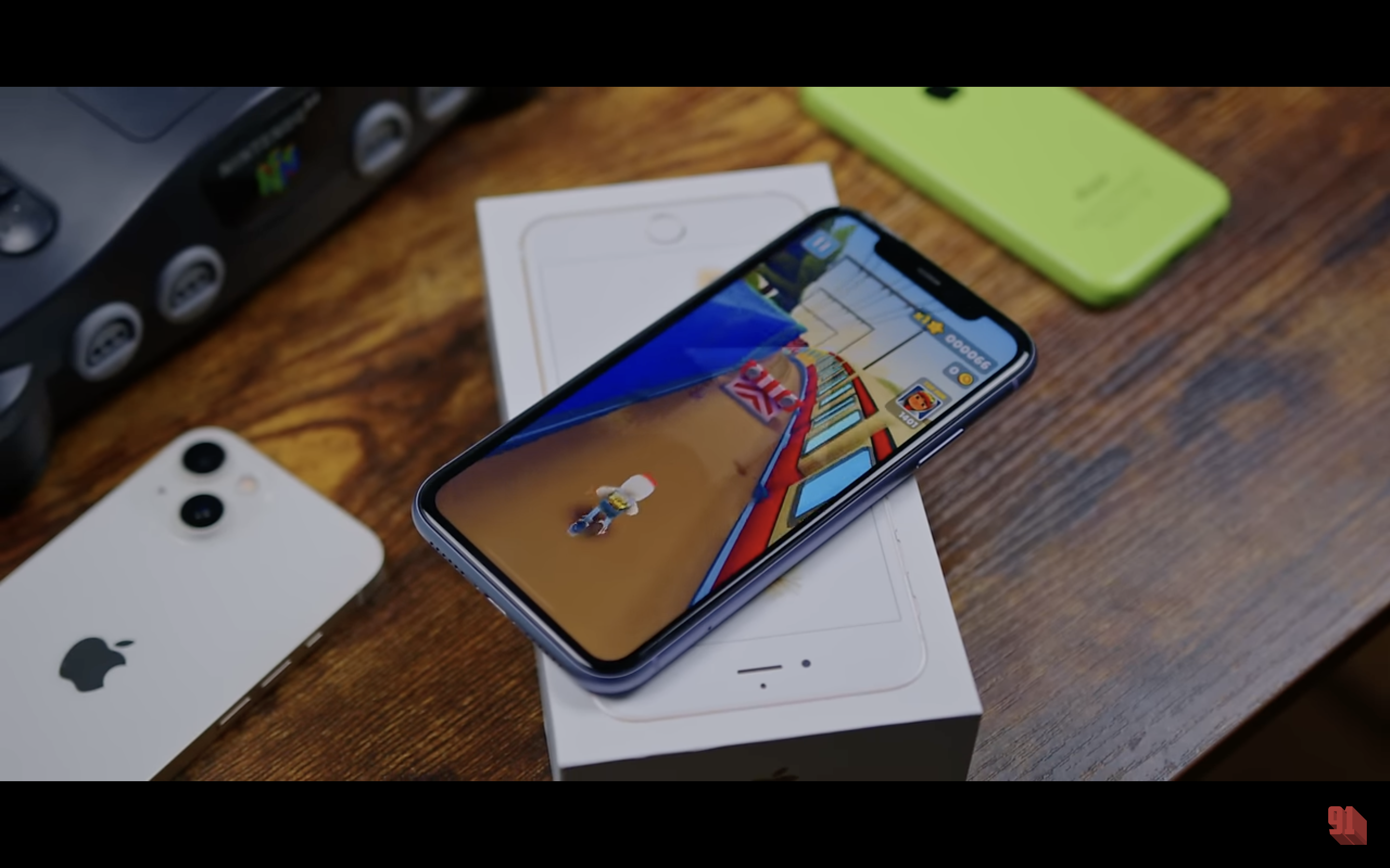 iphone on box with game