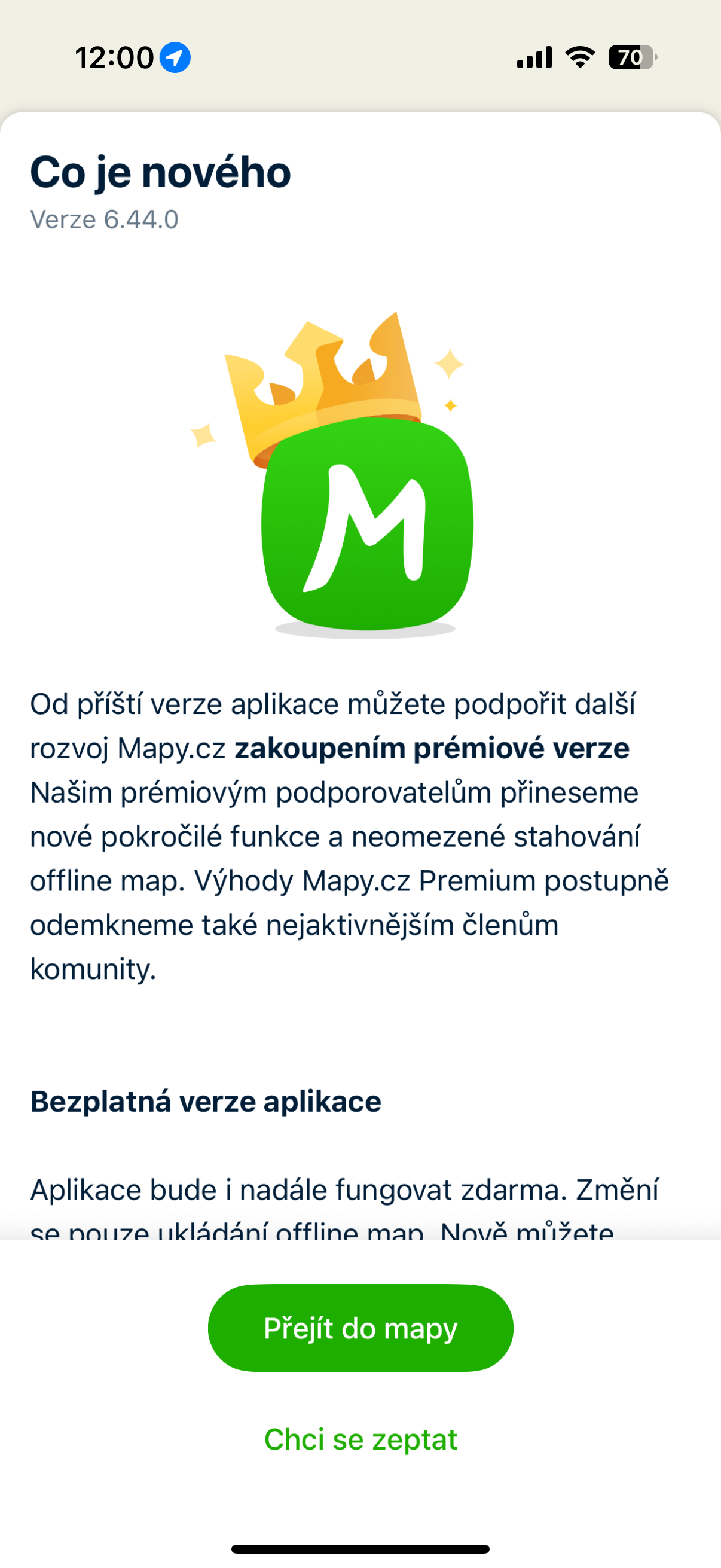 mapy app update notification