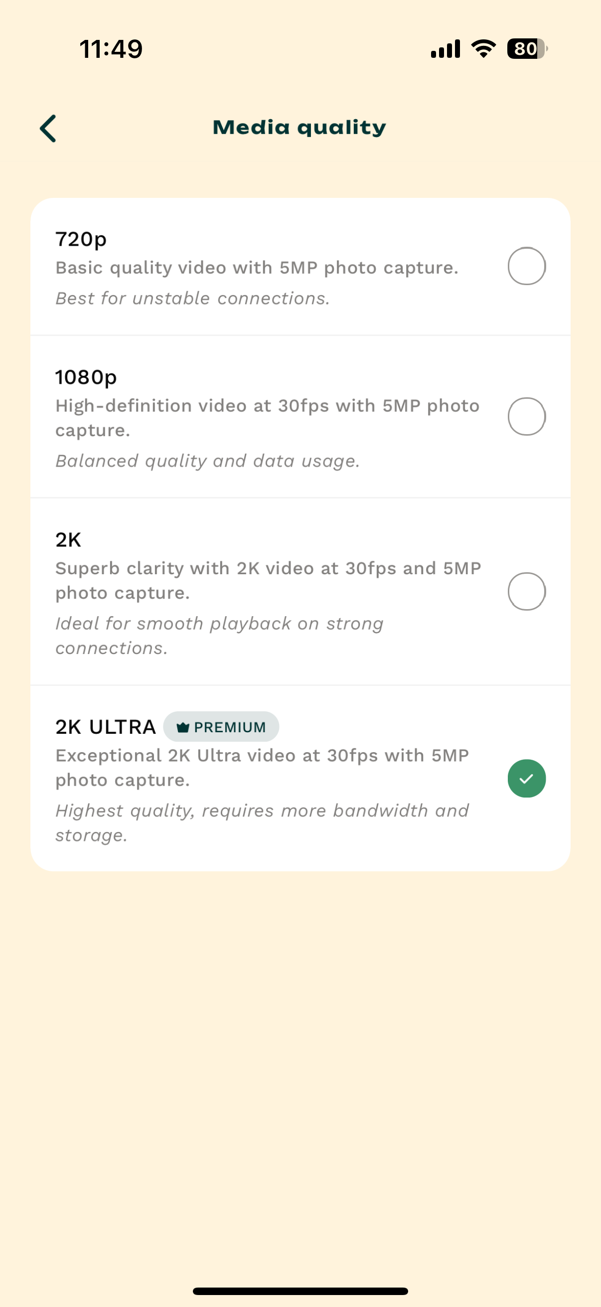 media quality settings