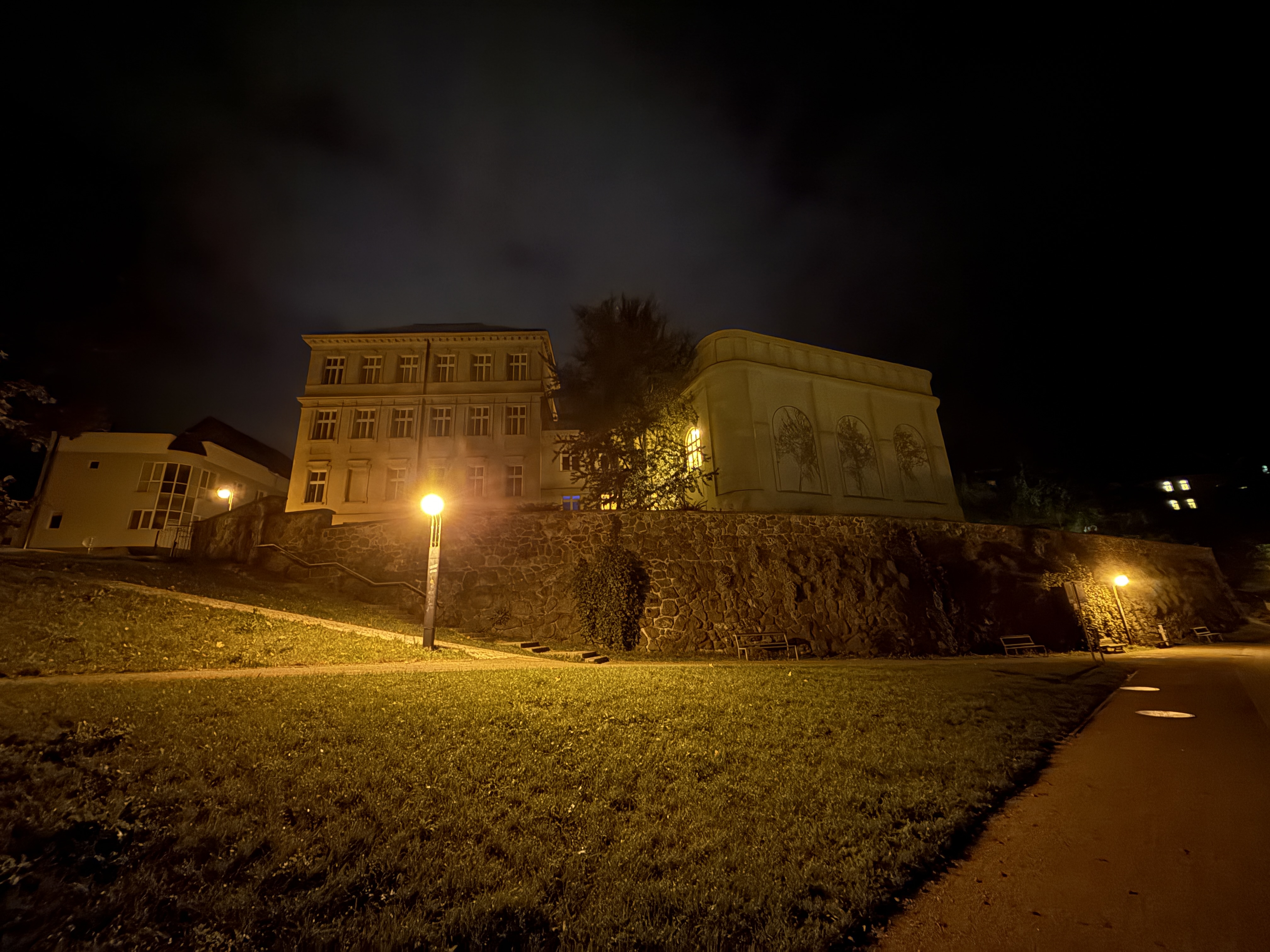 nighttime building lights