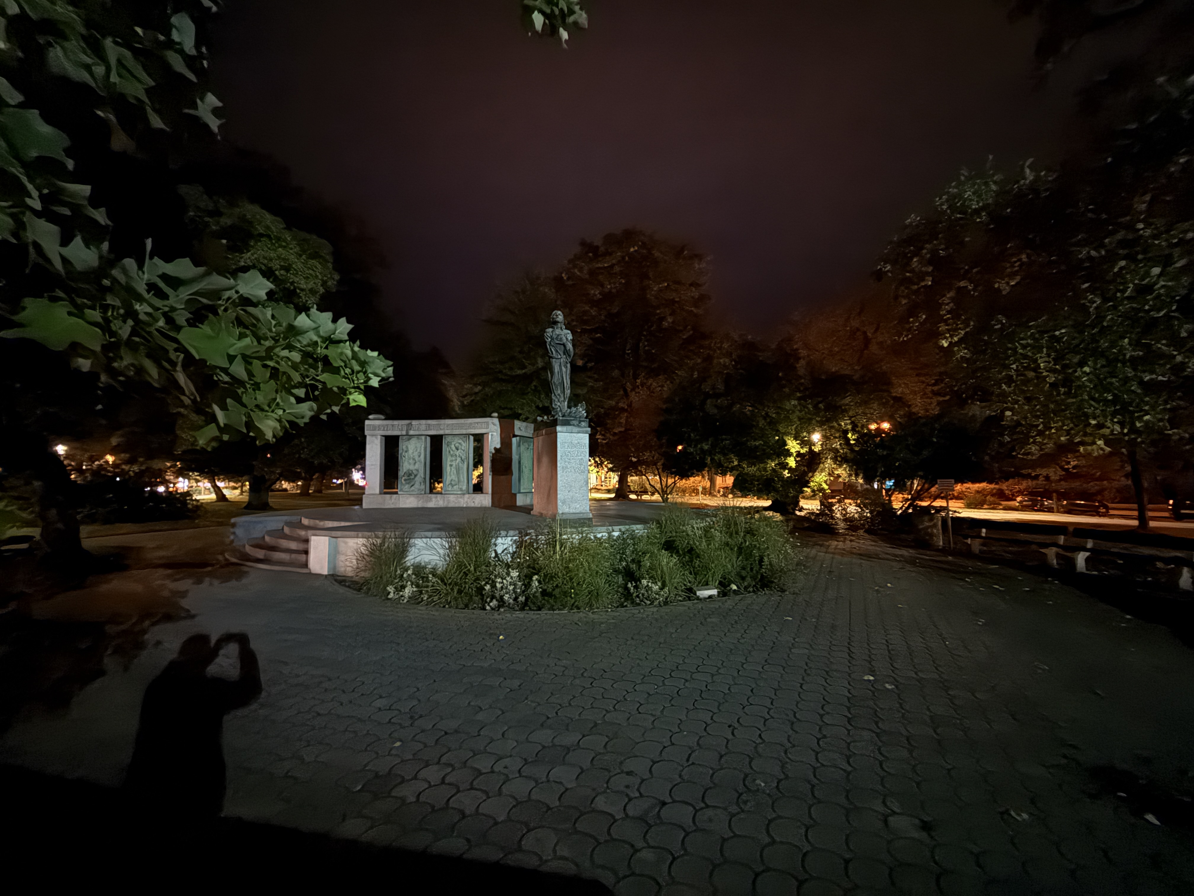 nighttime statue park