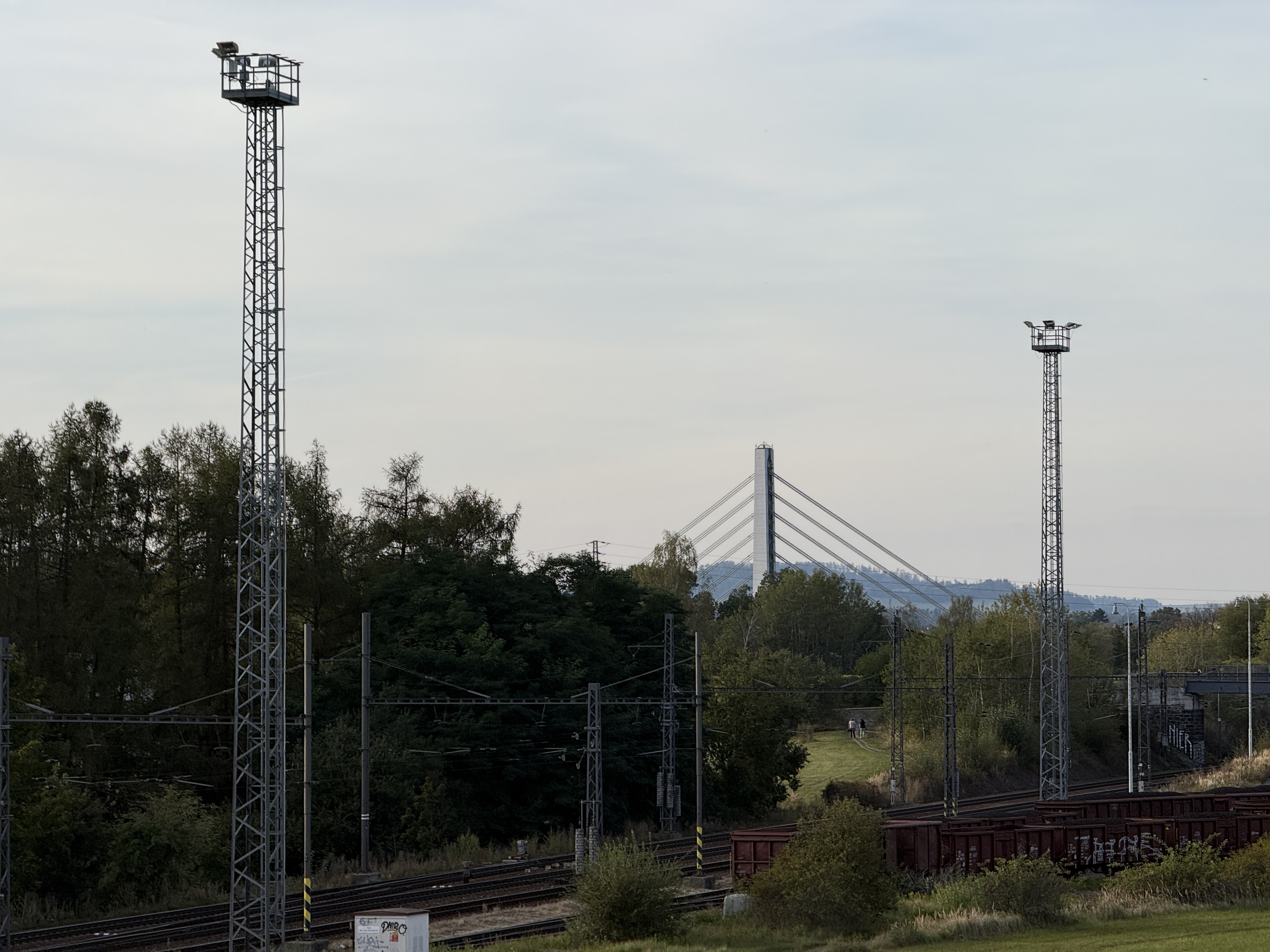 railway tracks with bridge