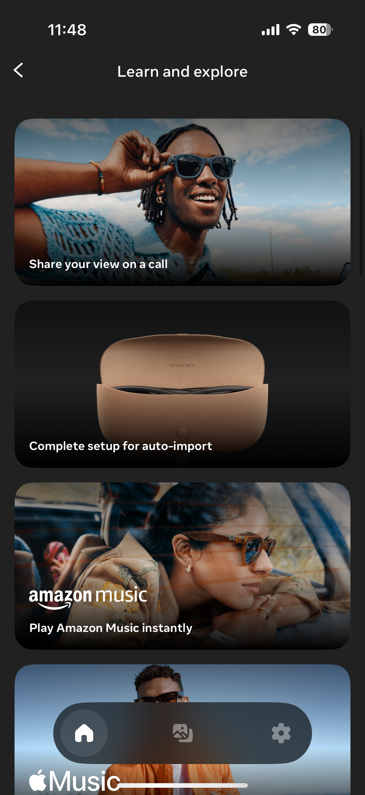 smart glasses music options