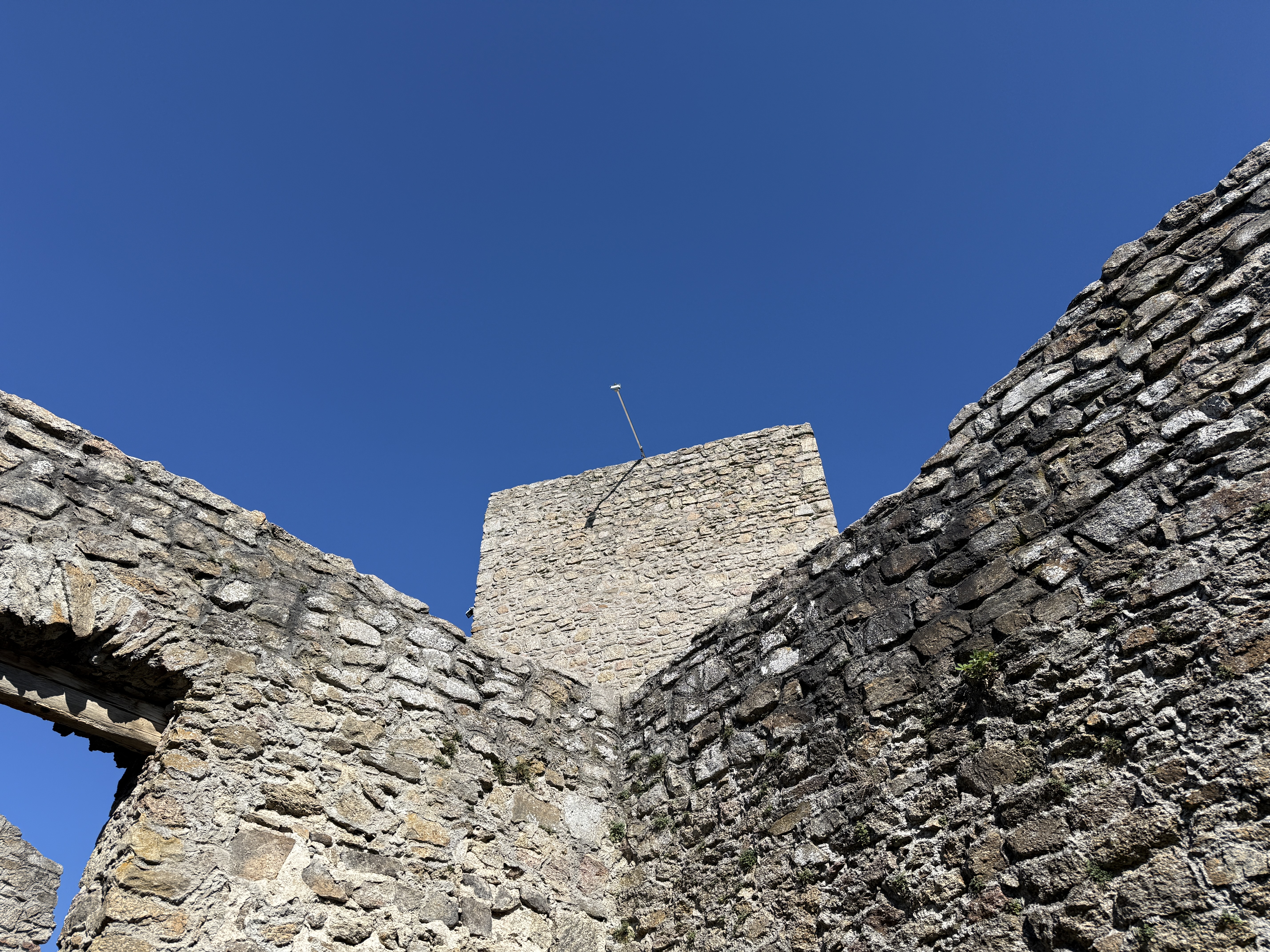 stone tower with antenna