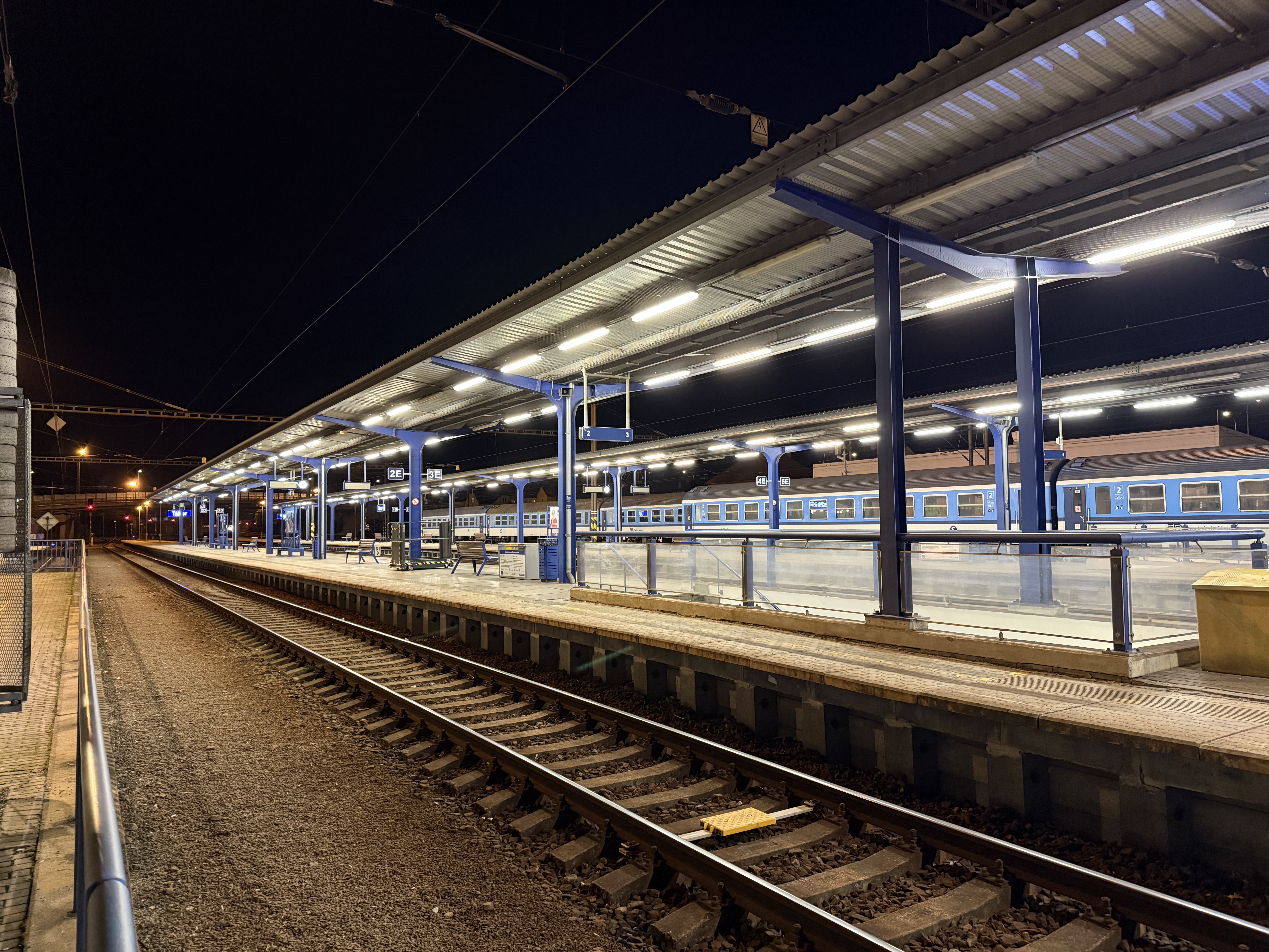 train platform at night