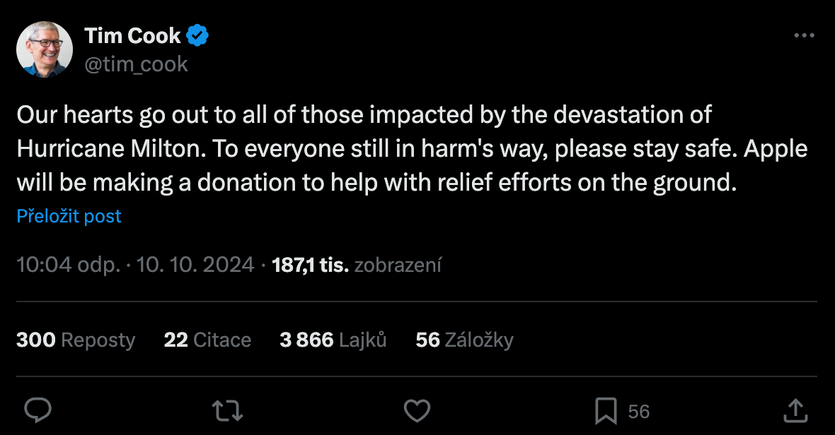 tweet about hurricane relief