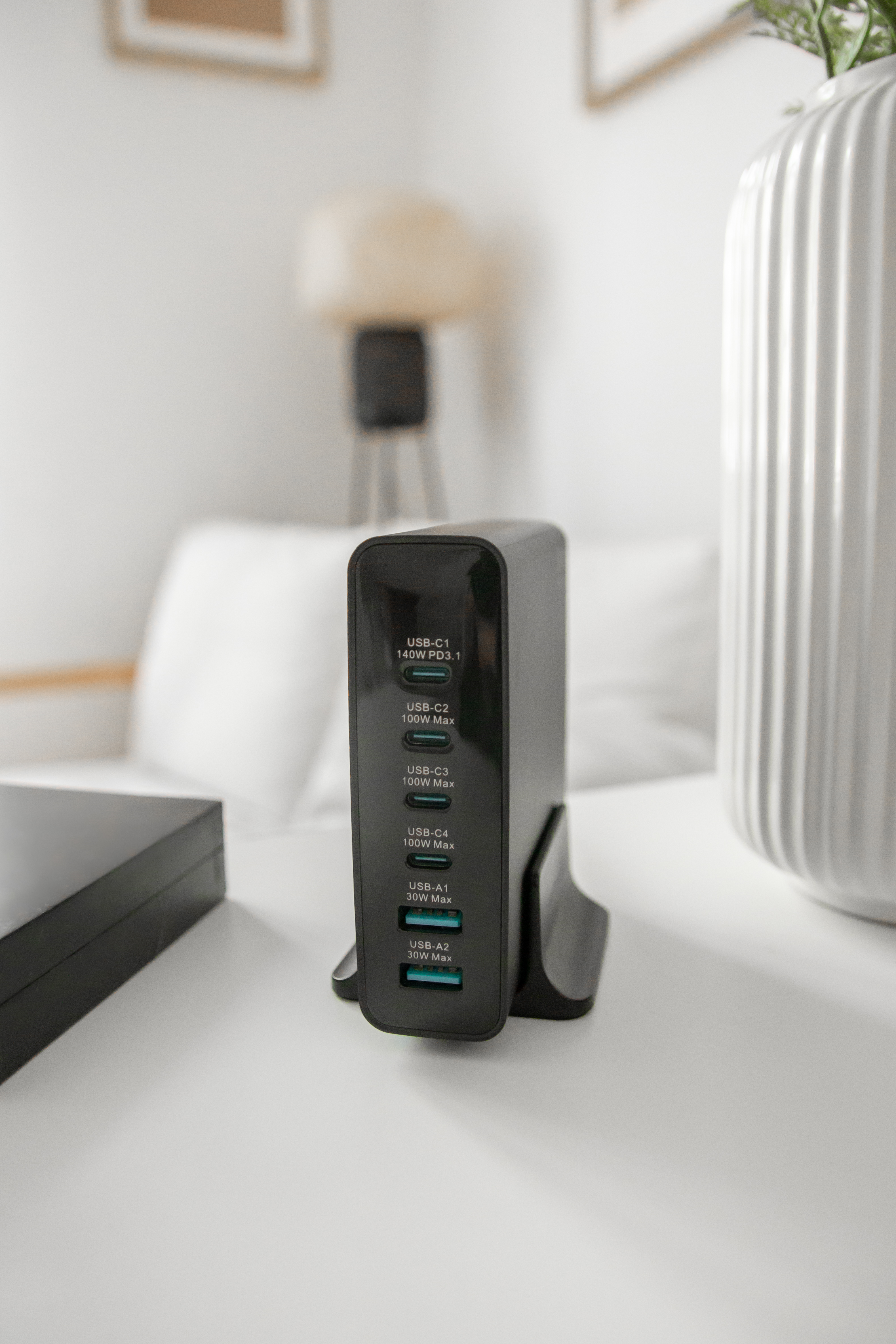 usb charger on white table