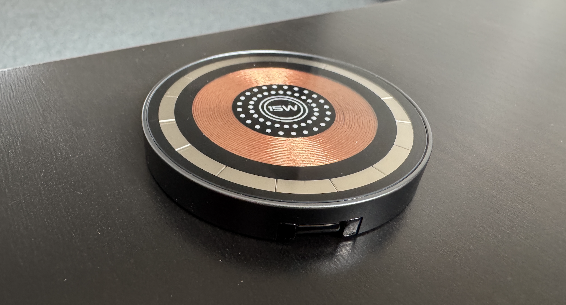 wireless charger on desk