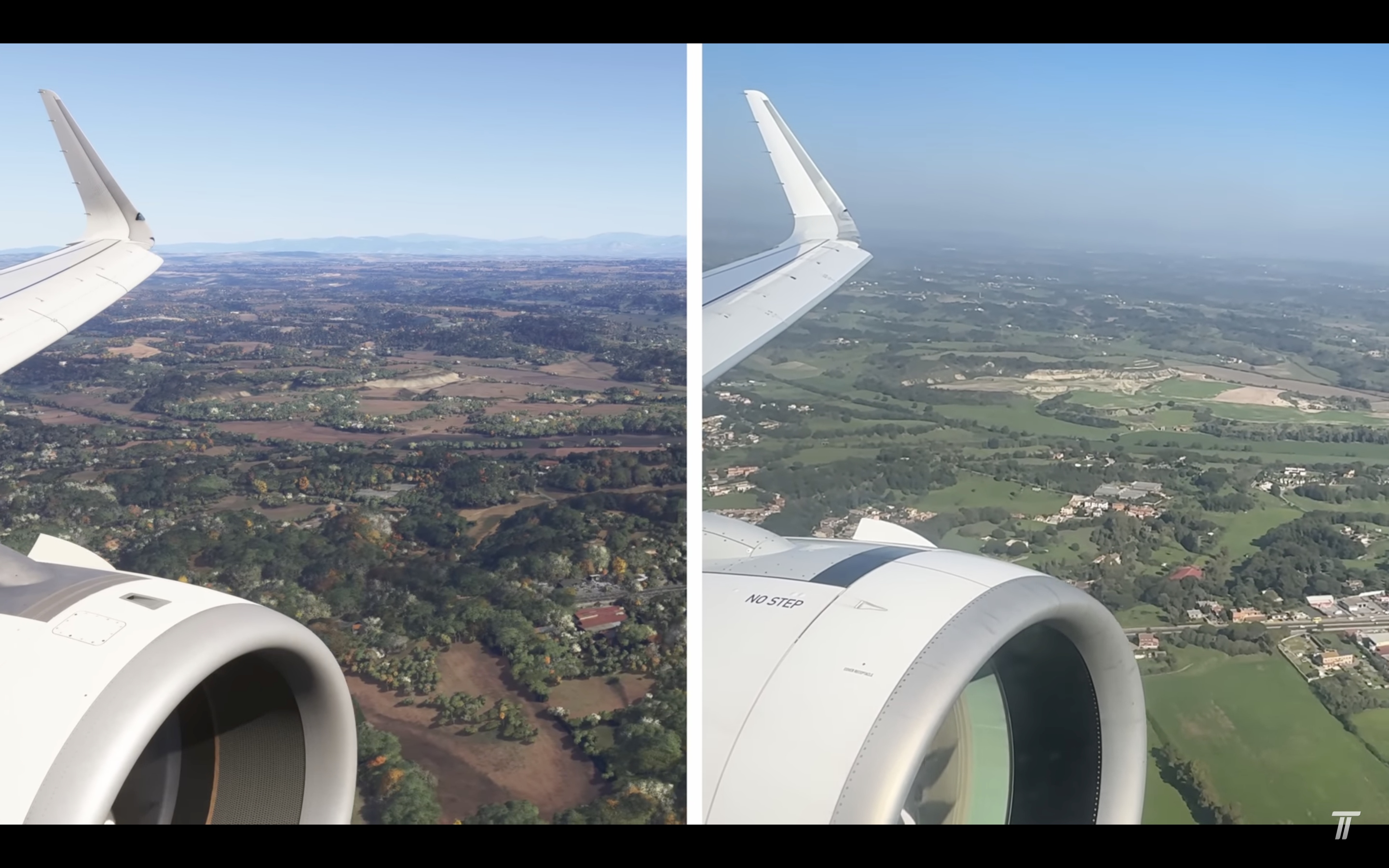 airplane wing view landscape