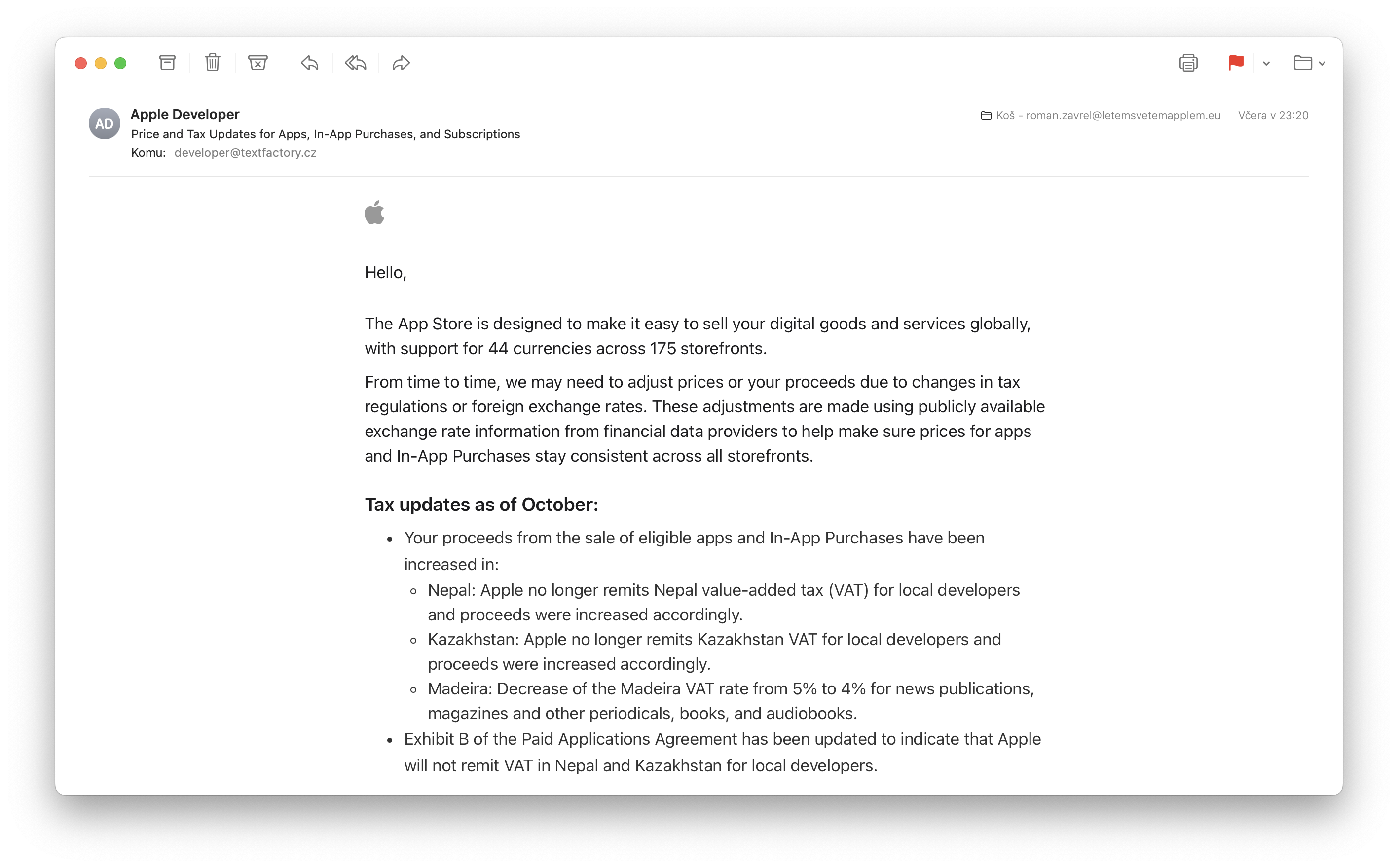 apple developer email
