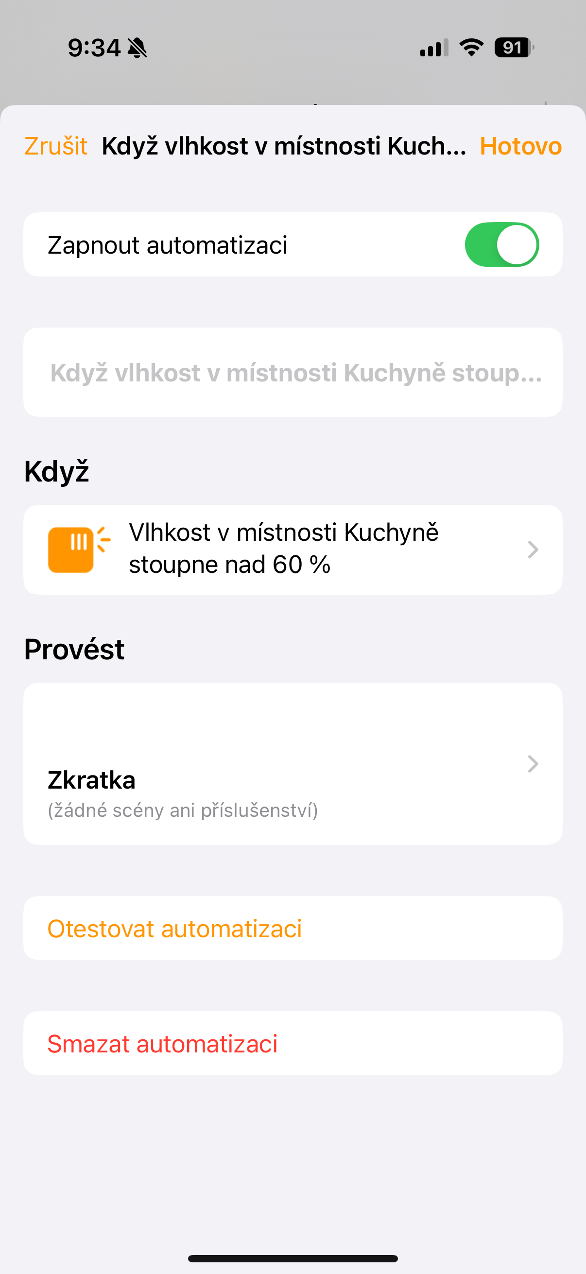 automation settings humidity