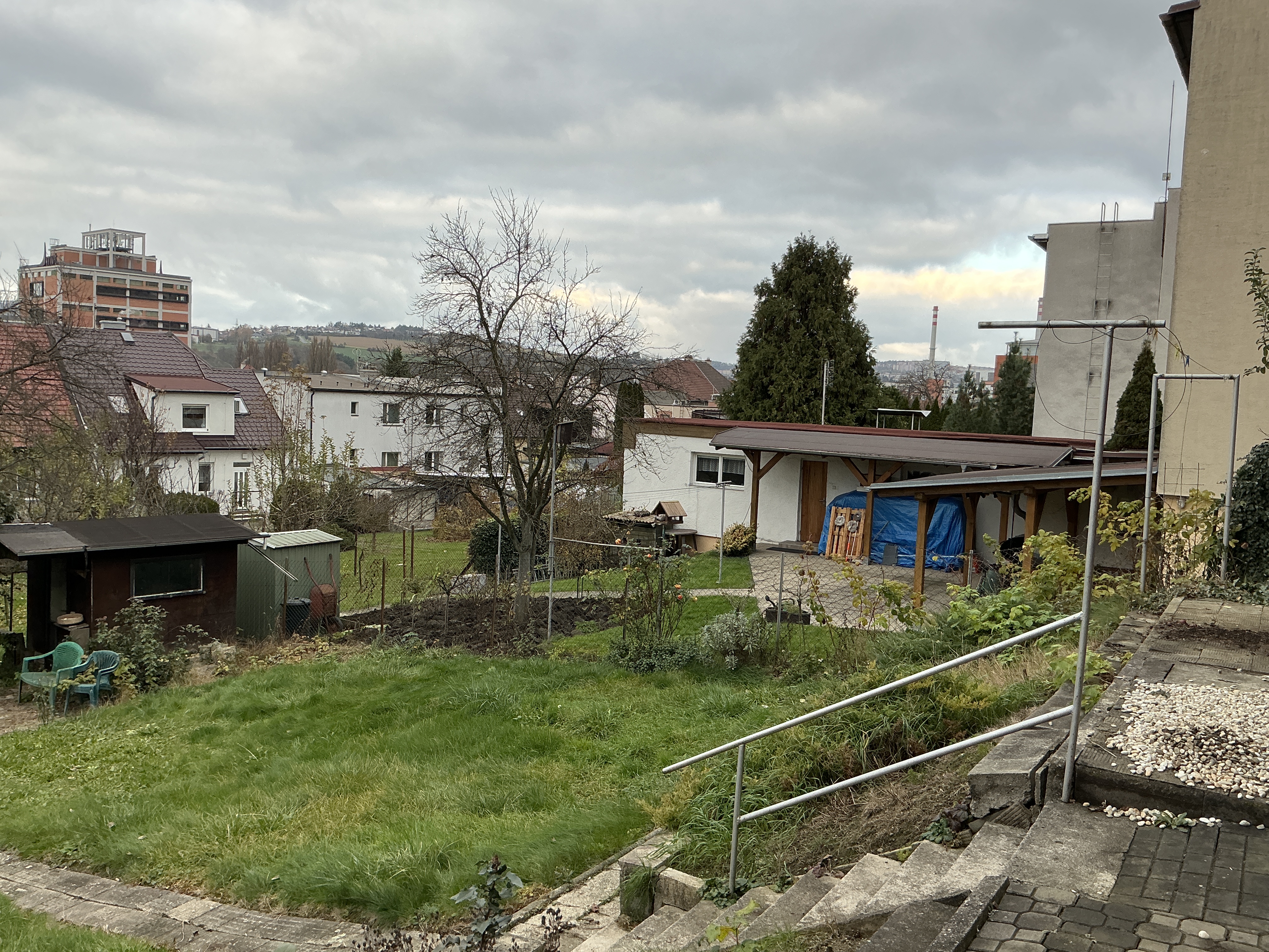 backyard with garden and buildings