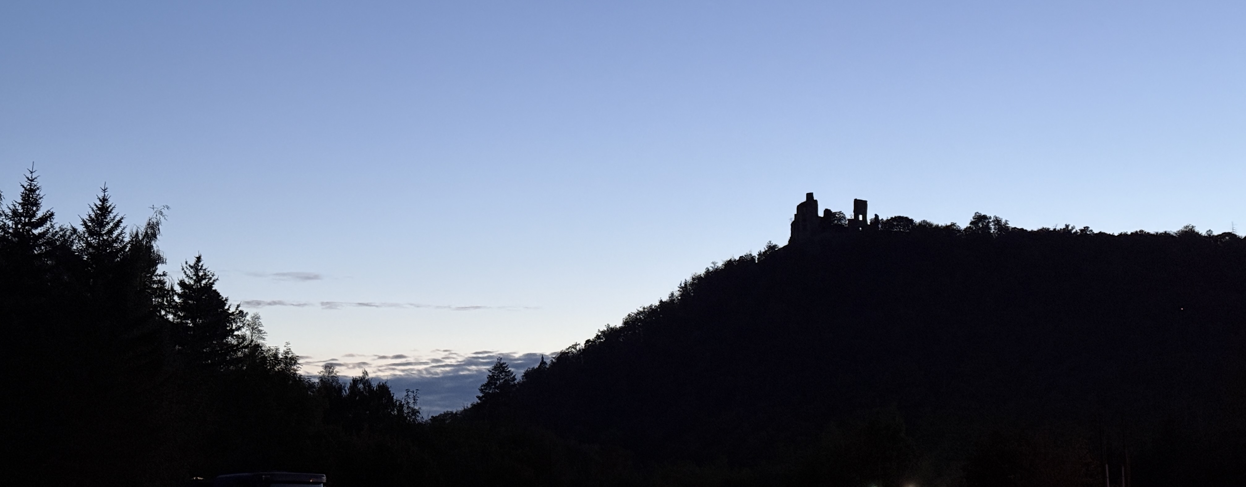 castle silhouette at dusk