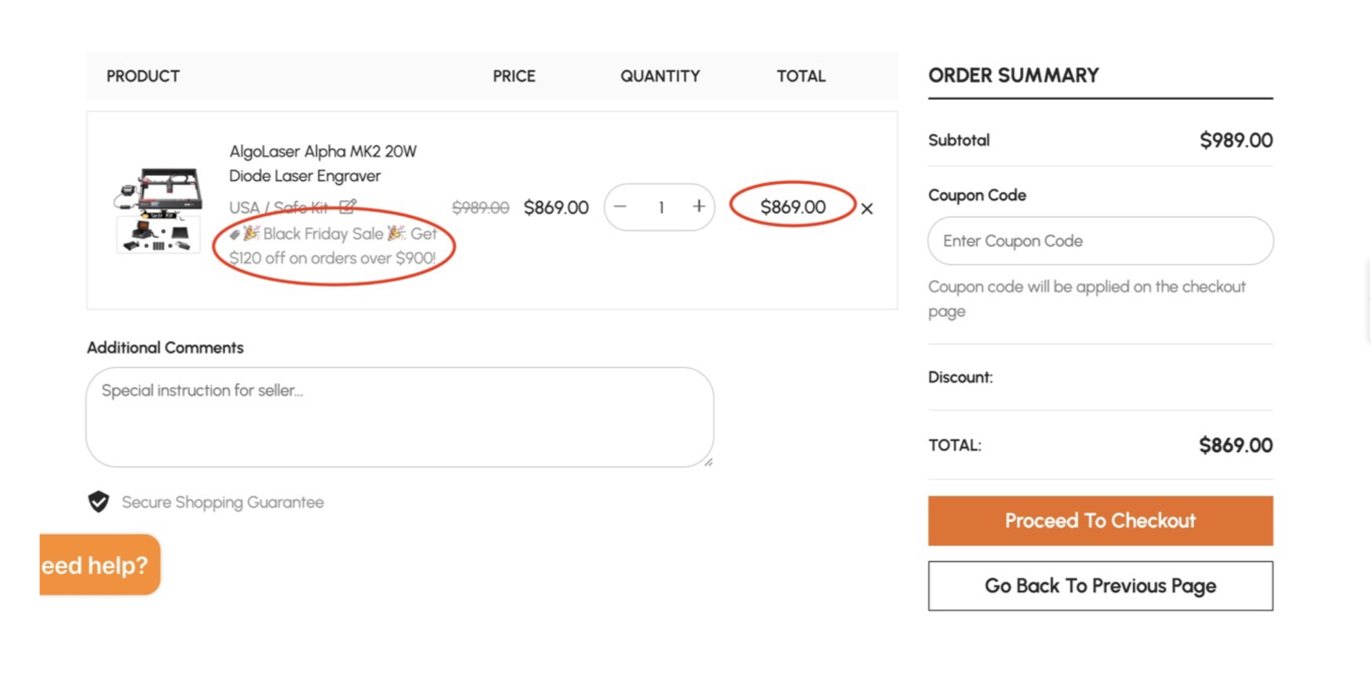 checkout page laser engraver