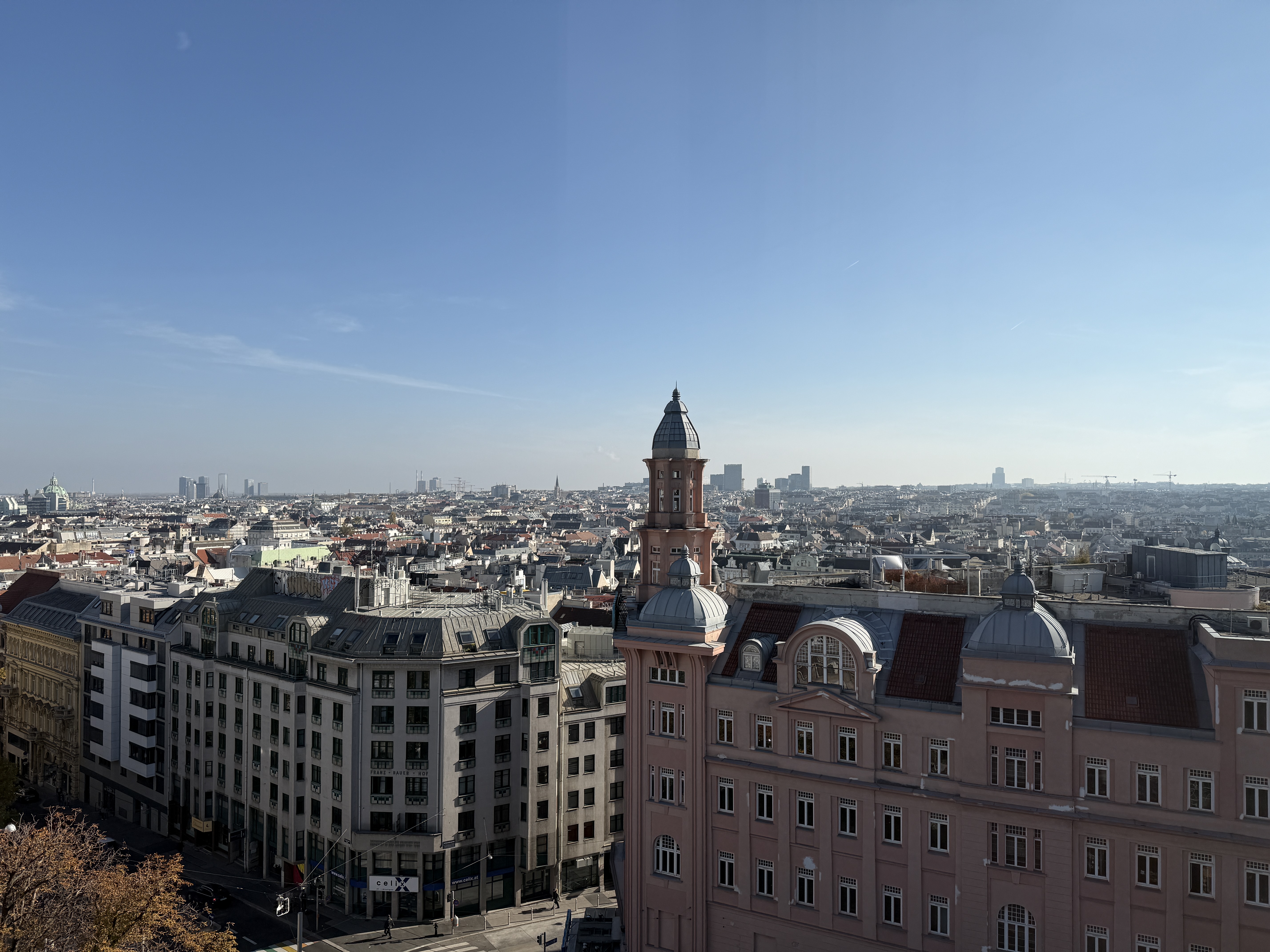 cityscape view with tower