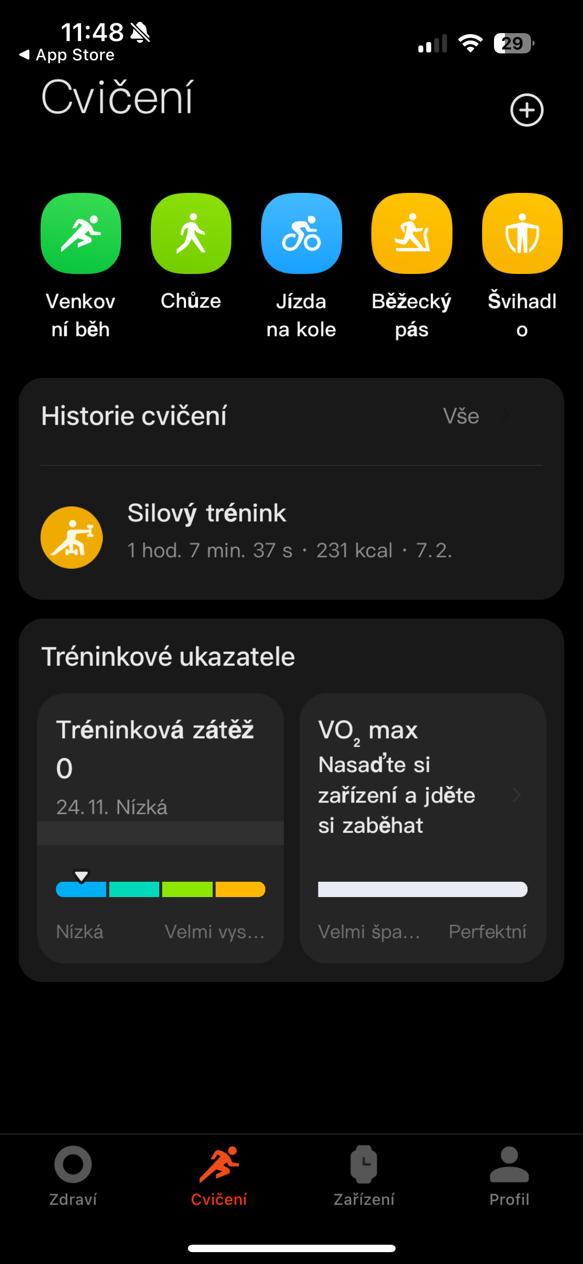 fitness app exercise history