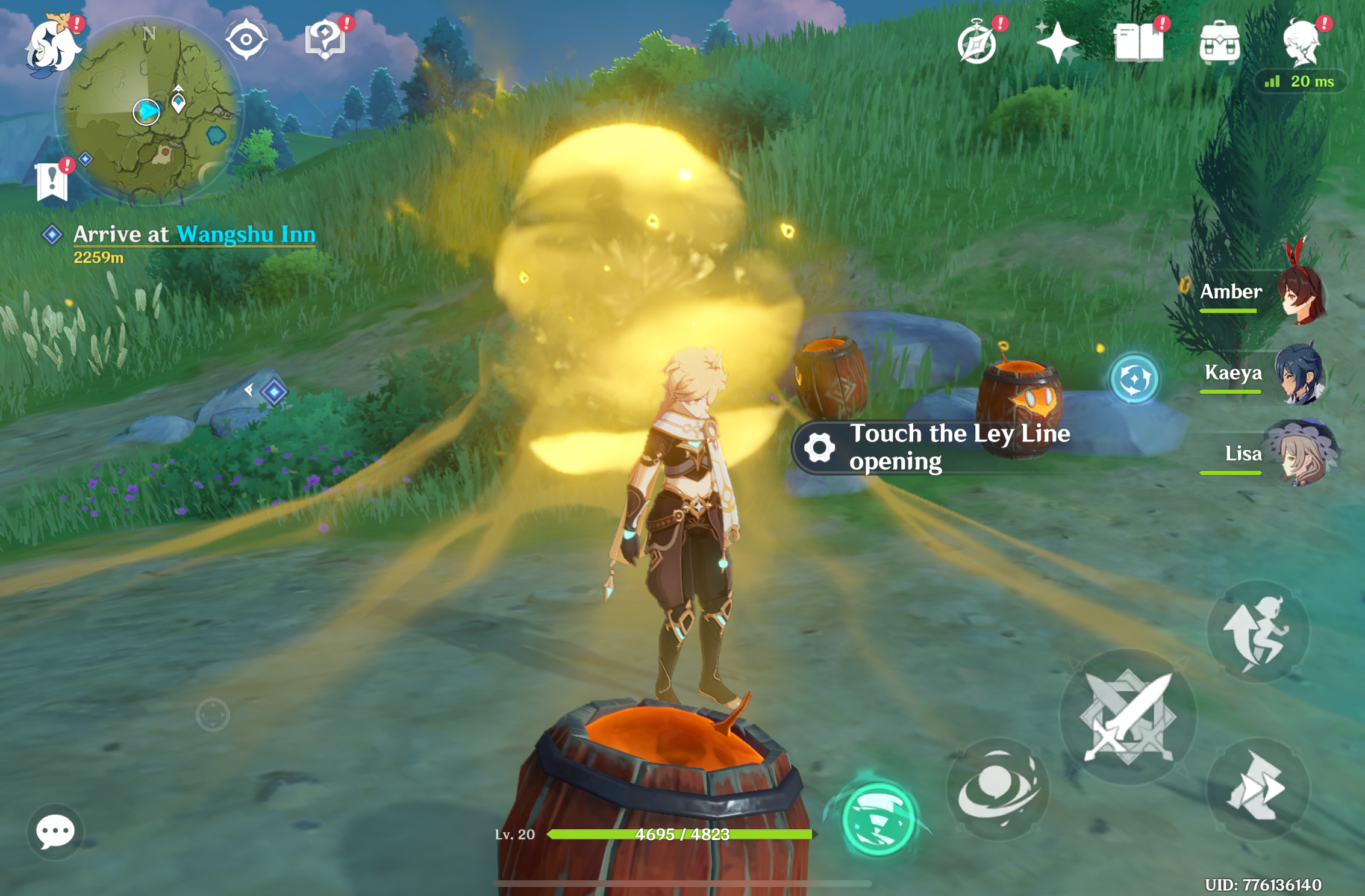 genshin impact character with glow