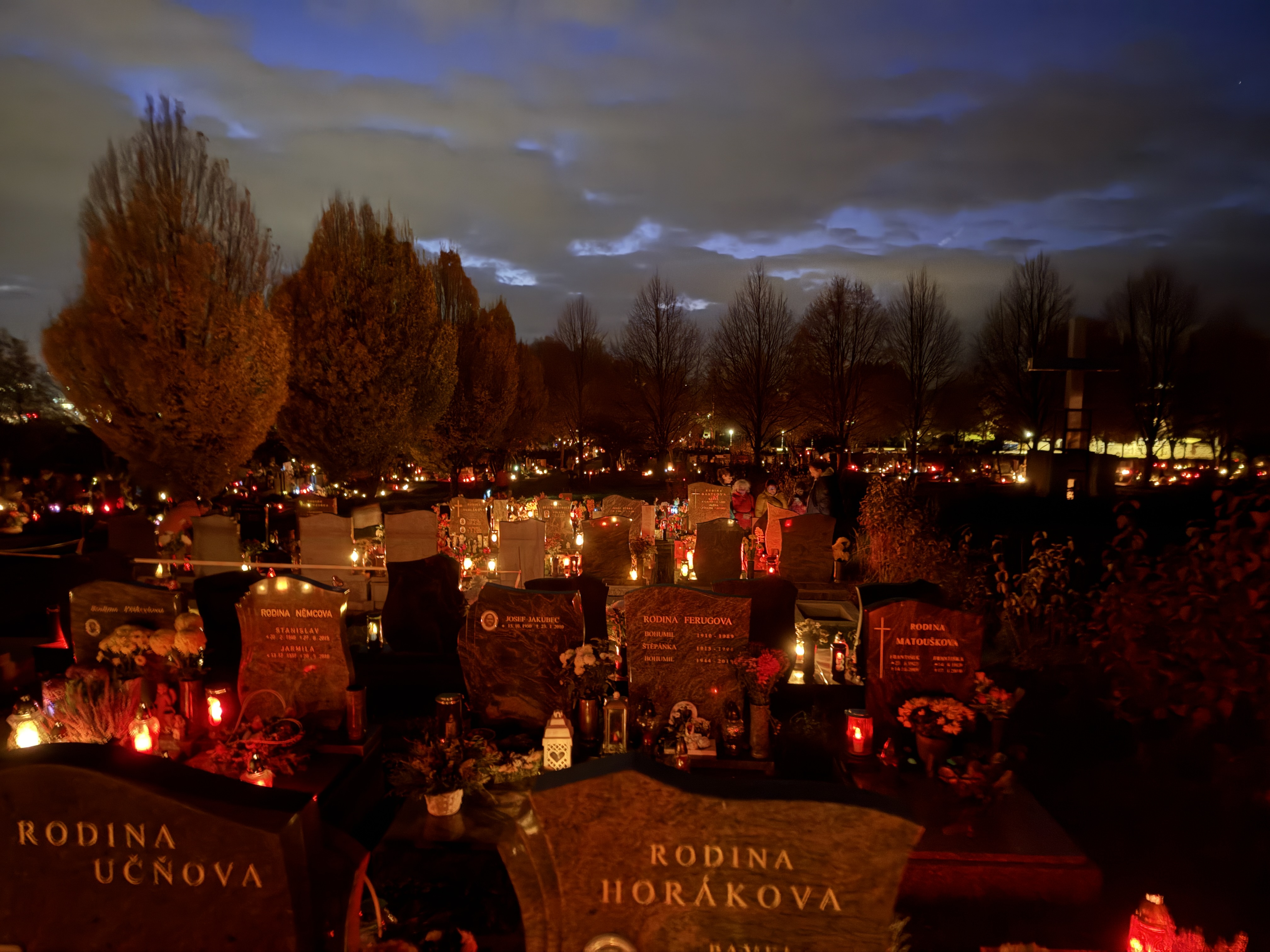 graveyard at night with candles