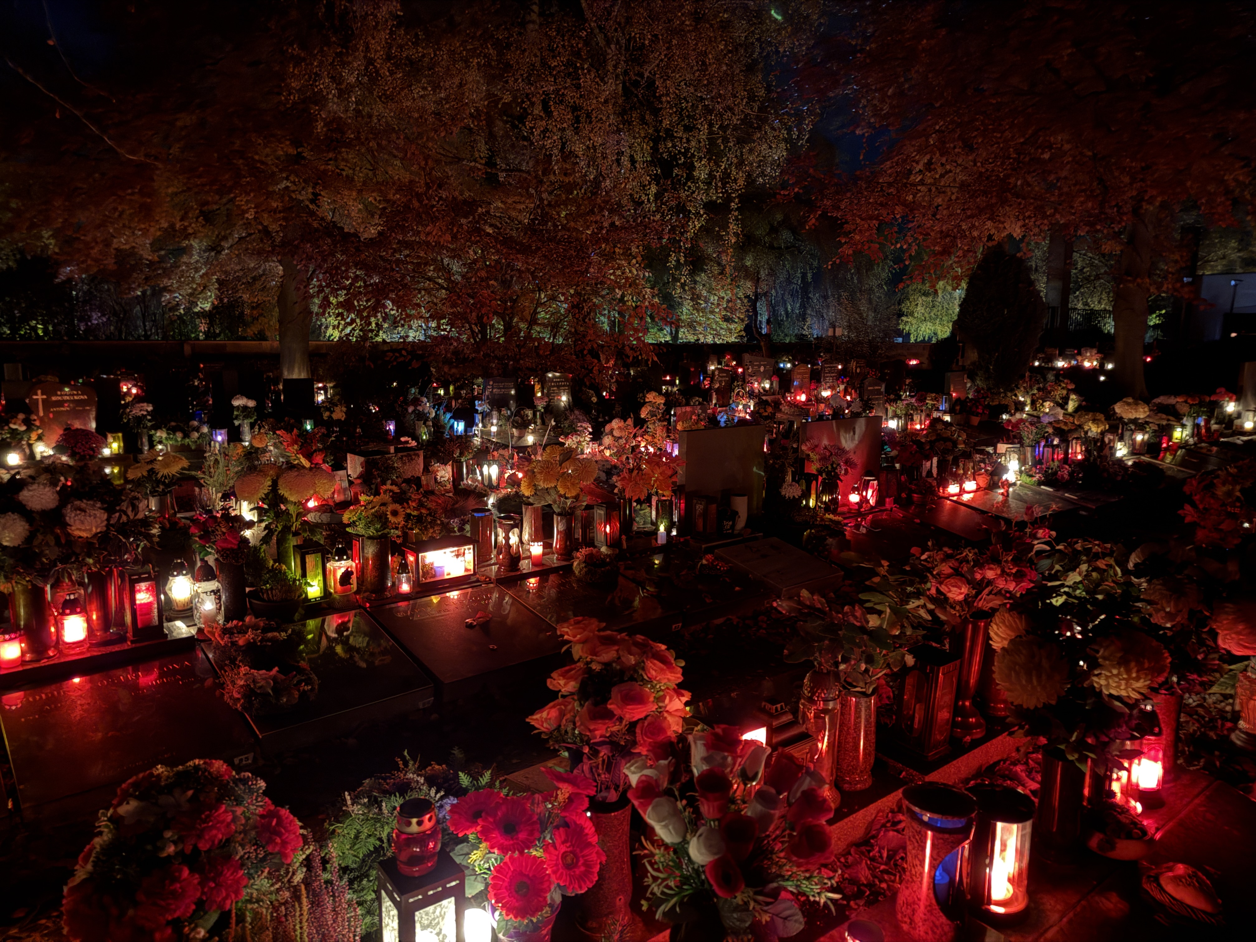 graveyard with flowers and candles