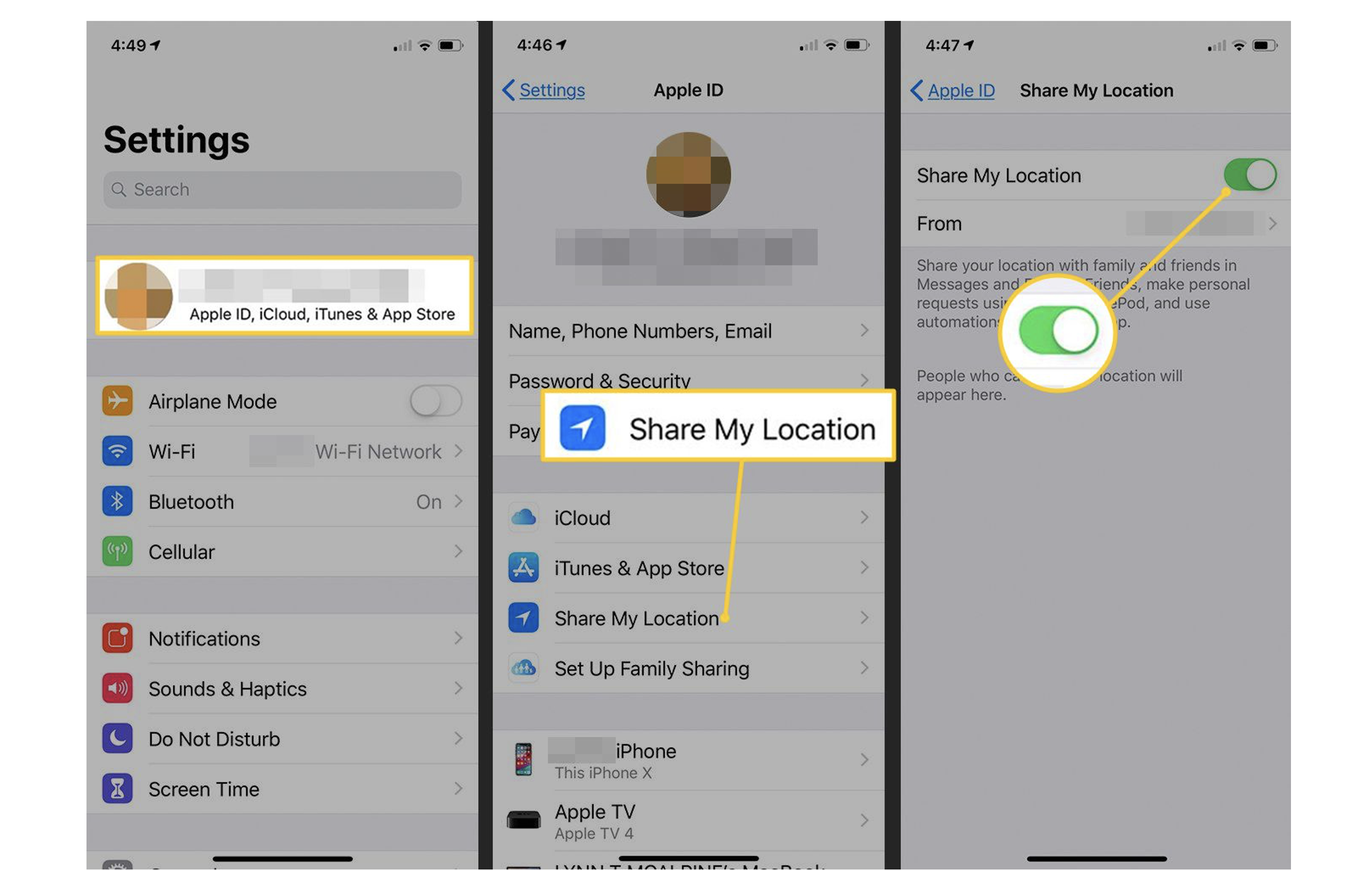 iphone location sharing settings