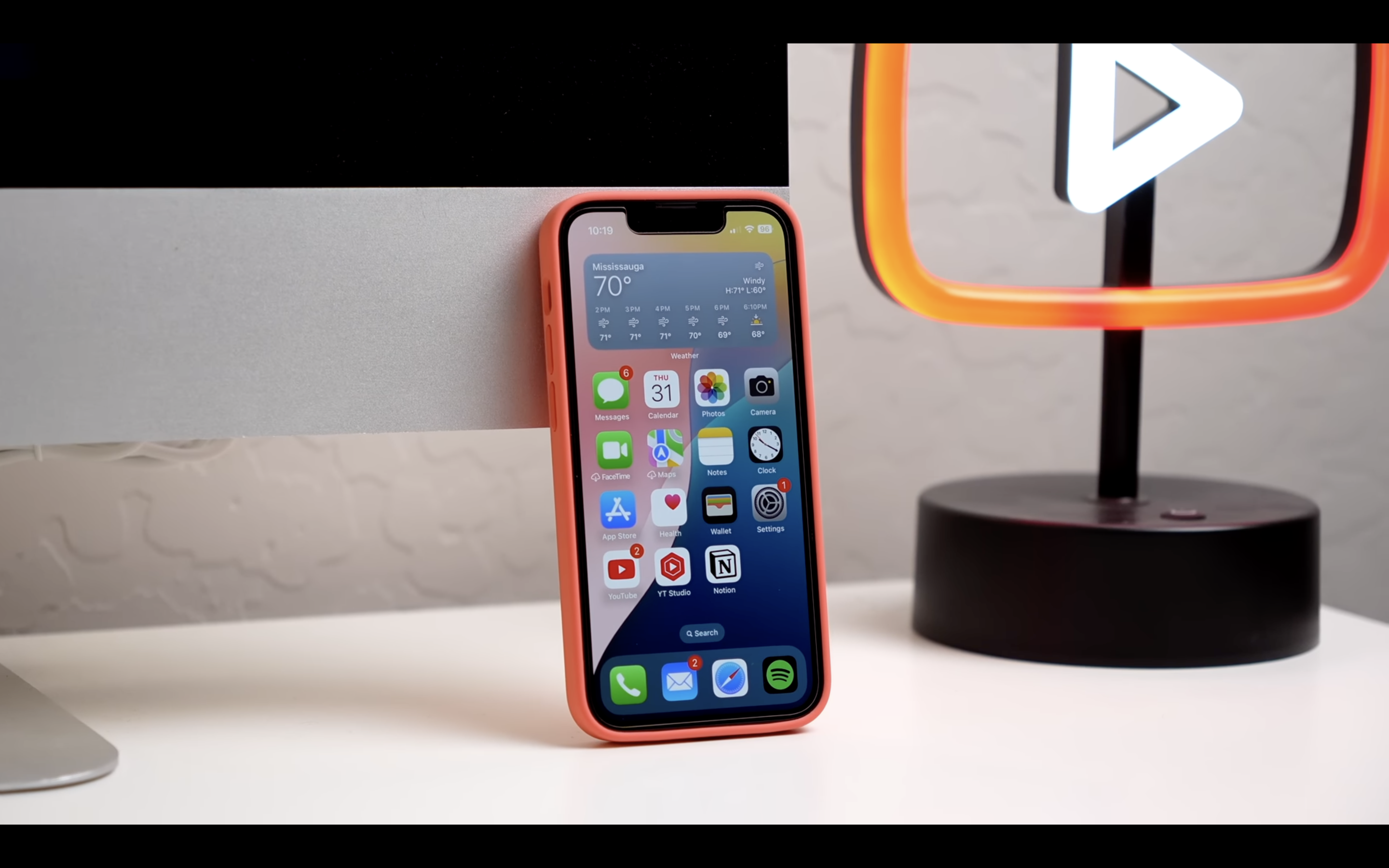 iphone on desk setup