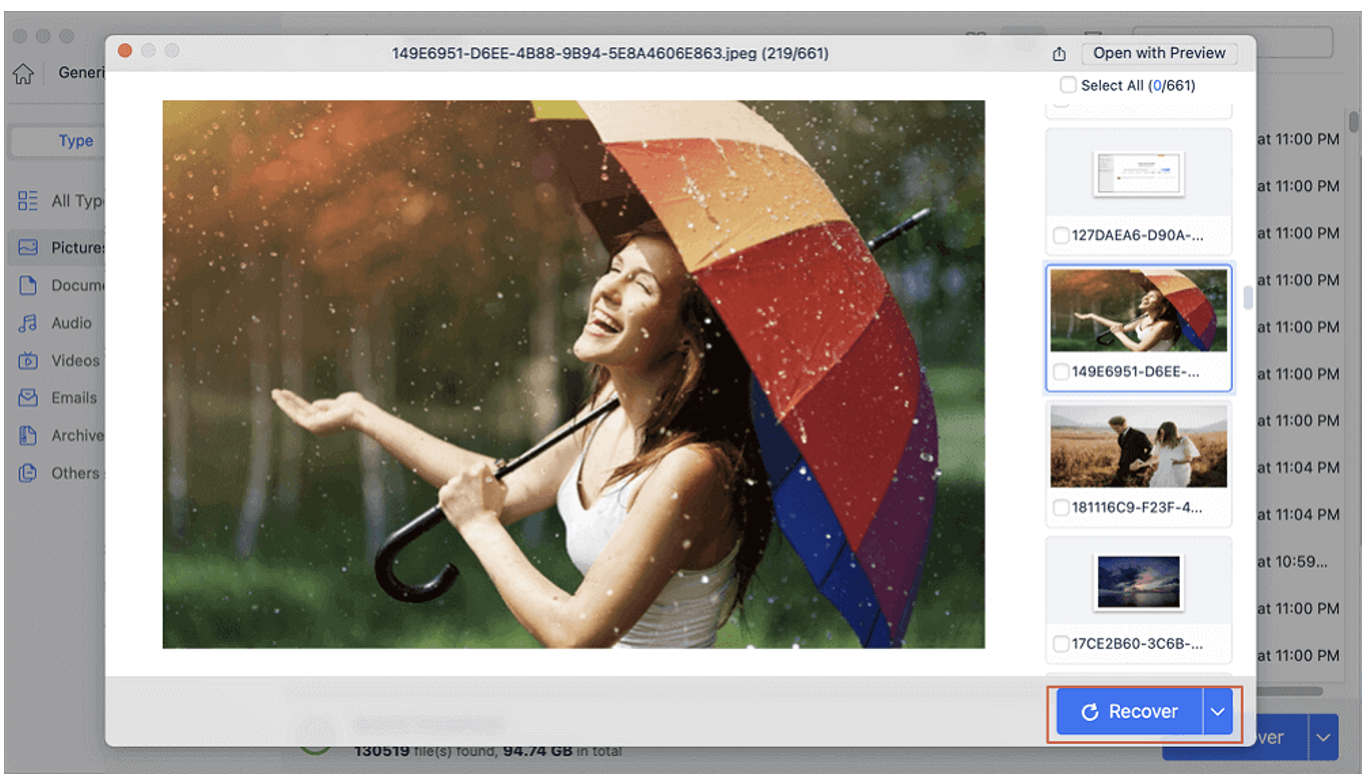 photo recovery preview umbrella